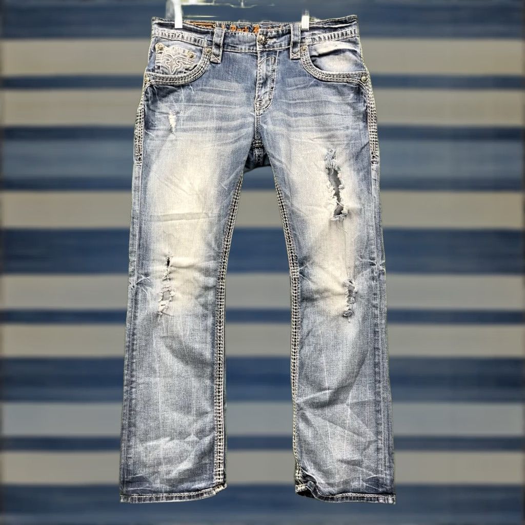 Vintage Rock Revival Jeans Mens 36 Slim Bootcut 5-Pocket Denim Medium Blue 0316 Vintage: No Size US 36 / EU 52 - 1 Thumbnail