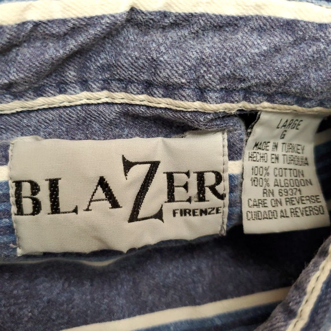 Vintage VINTAGE Blazer Firenze Shirt Mens L Blue Striped Cotton Long Sleeve Y2K Retro Size US L / EU 52-54 / 3 - 4 Thumbnail