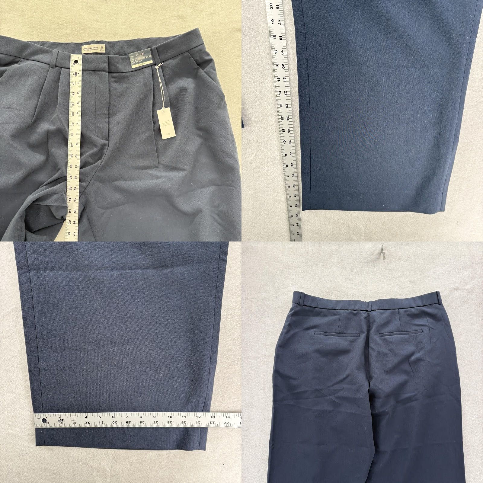 Abercrombie & Fitch Abercrombie & Fitch Sloane Tailored Pant Womens 36 Long Blue Wide Leg Curve Love Dress Pants Pockets Zip Pleated Career Workwear Endless Stretch Size 25" / US 0 / IT 36 - 8 Thumbnail