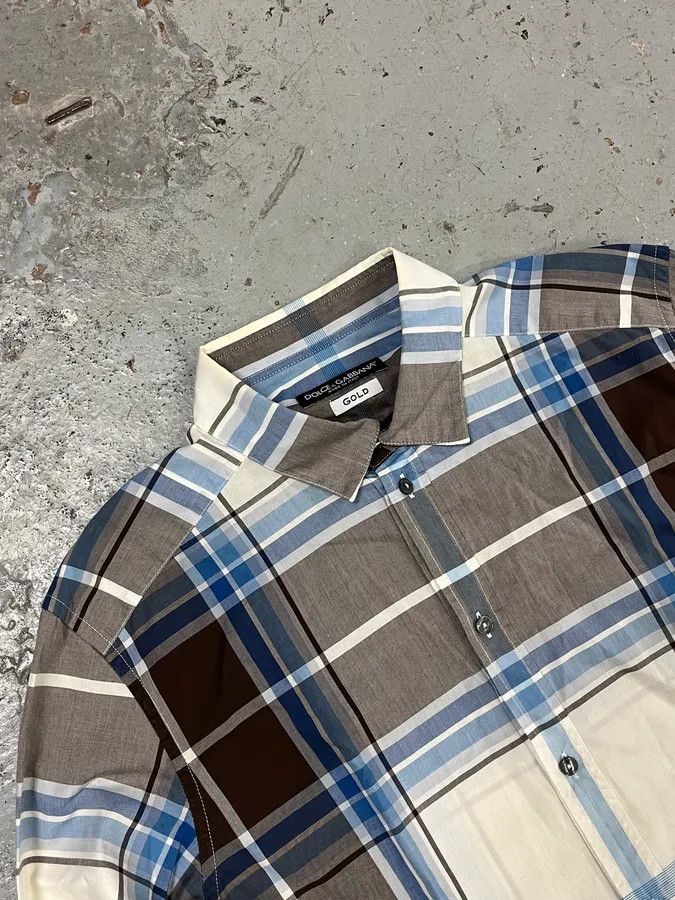 Dolce & Gabbana 2000s Dolce & Gabbana White & Brown Checkered Shirt Size US M / EU 48-50 / 2 - 5 Thumbnail