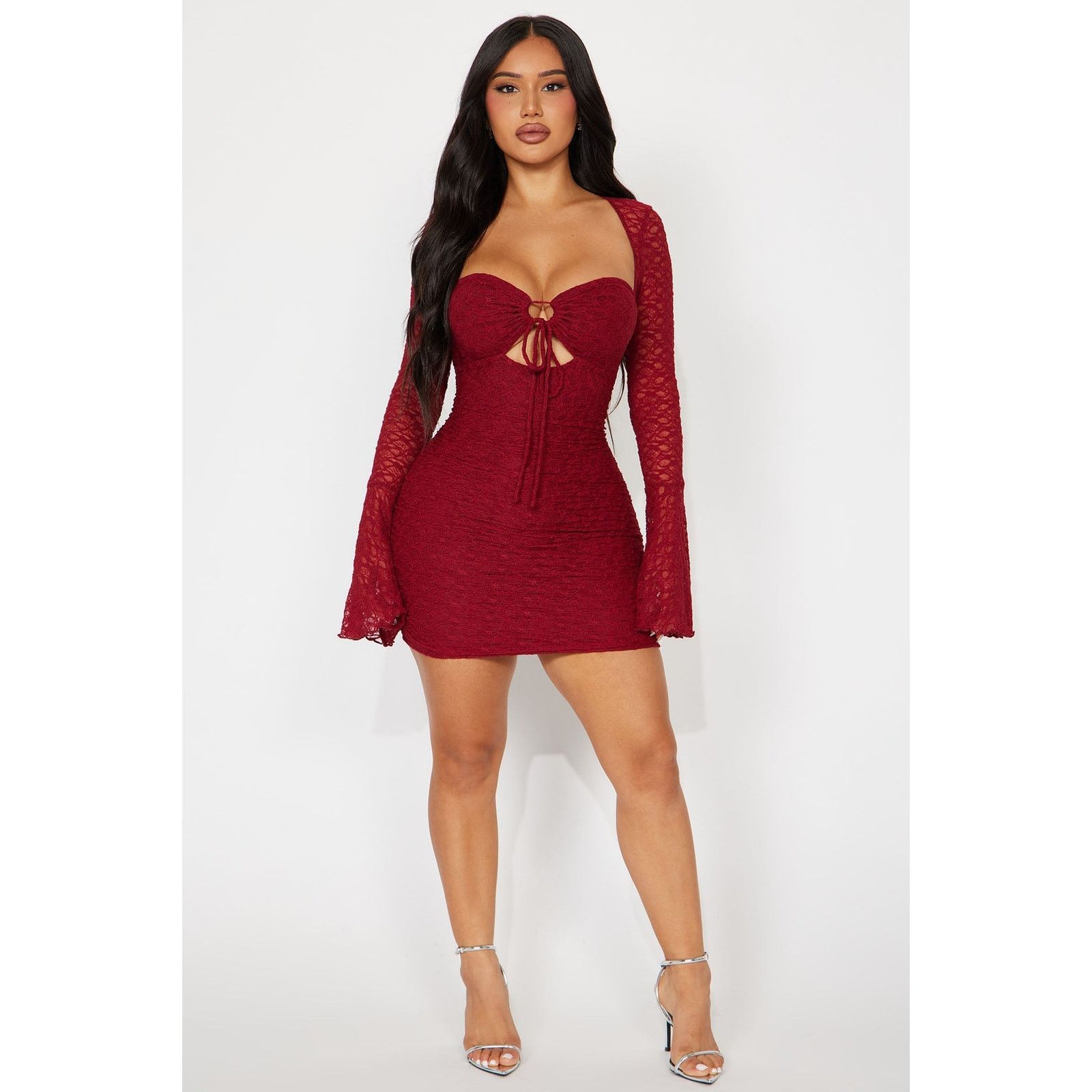 burgundy mini dress lace Modern Black Bodycon Dress- Women's Winter Collection