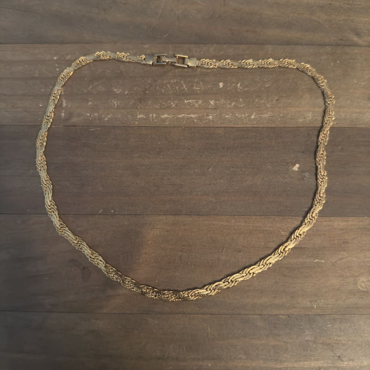 Vintage Vintage gold tone flat fancy herringbone chain necklace Size ONE SIZE - 2 Thumbnail