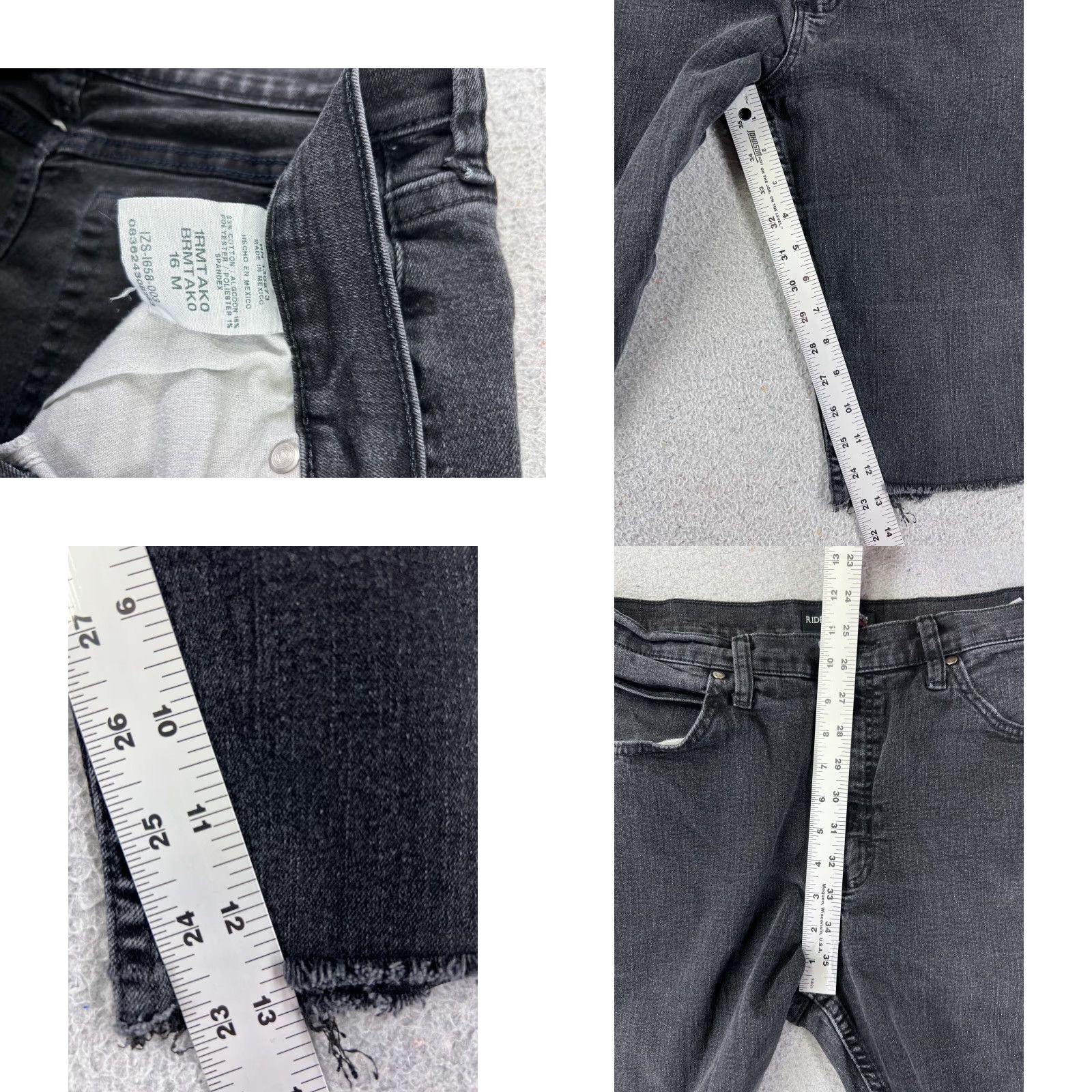 Lee VINTAGE Lee Shorts Womens 16 Black Denim Jean Cutoff Riders Classic Fit Cotton 32x13 Size 38" / US 16 / IT 52 - 8 Thumbnail
