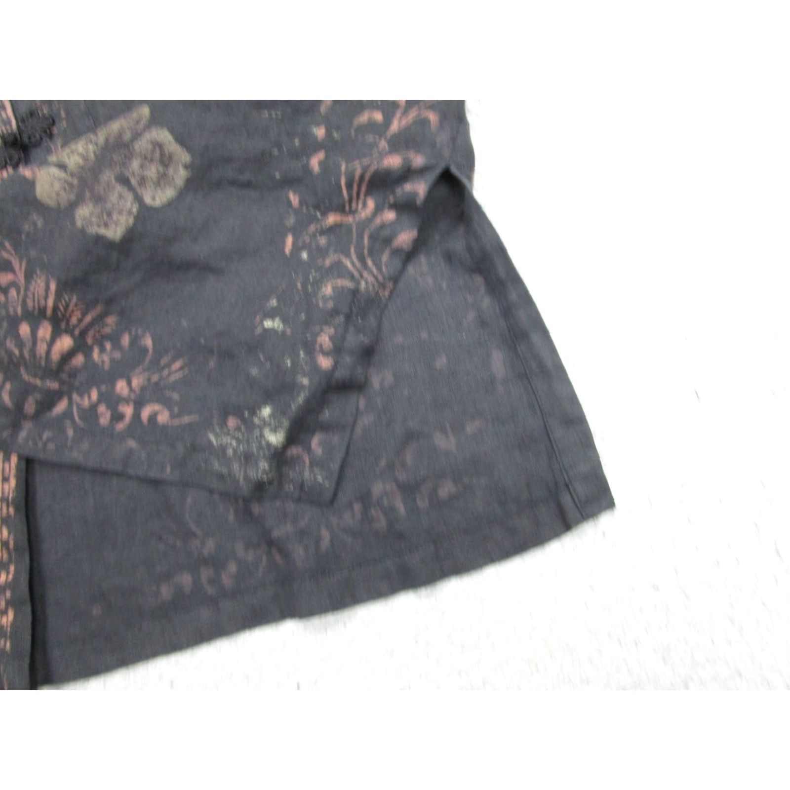 Vintage Chicos Jacket Womens 2 Black Linen Floral Boho Artsy Whimsigoth Kimono y2k grung Size XS / US 0-2 / IT 36-38 - 7 Thumbnail
