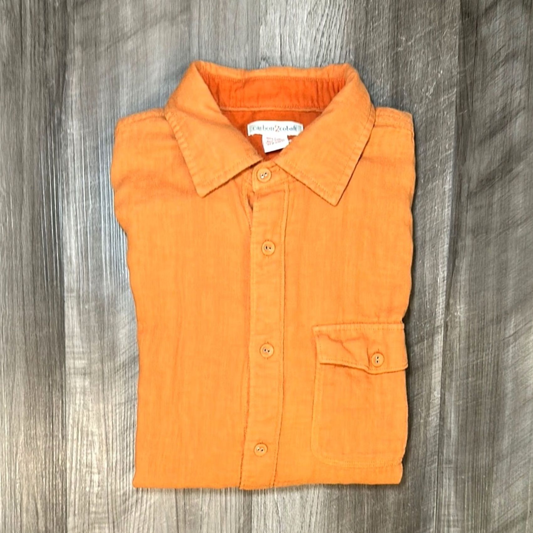 Carbon2Cobalt Carbon2Cobalt Pointillism Cotton Gauze Style Long Sleeve Button Down Small Men Orange Shirt Size US S / EU 44-46 / 1 - 2 Thumbnail