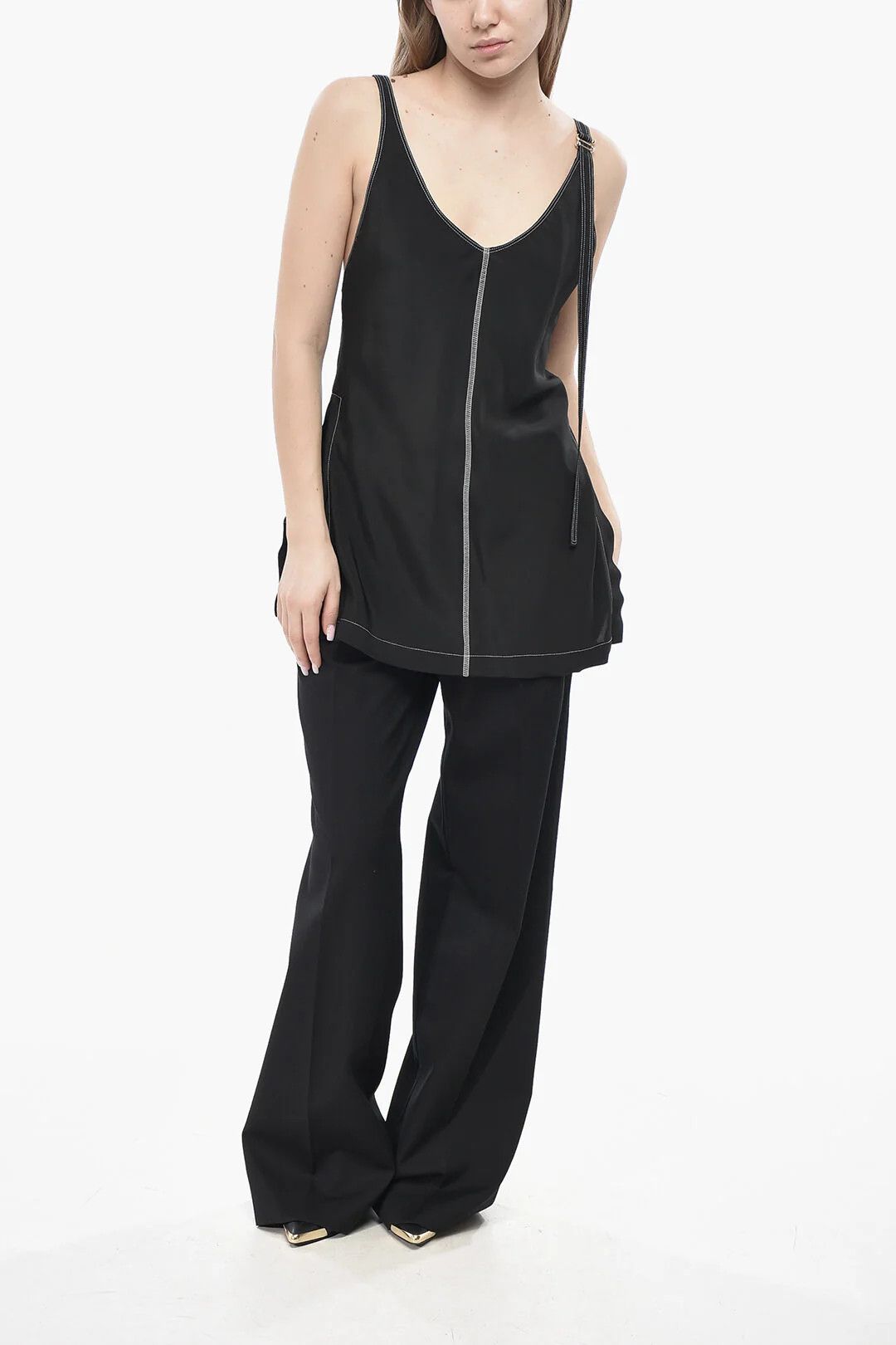 Max Mara og1mm0426 Exposed Seams Tank Top in Black Size M / US 6-8 / IT 42-44 - 4 Thumbnail