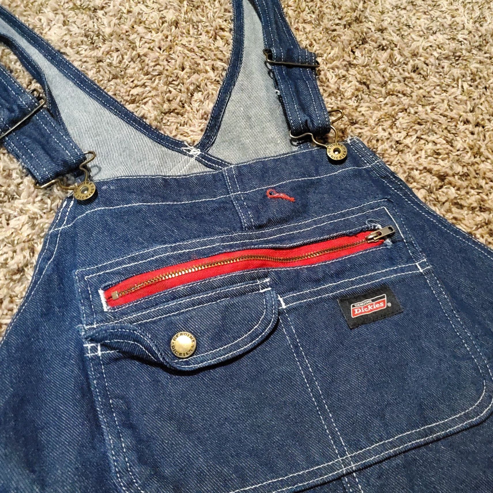 Dickies VINTAGE Dickies Overalls Mens Large Blue Denim Bib Carpenter Workwear Farm Trucker Dark Size US 33 - 3 Thumbnail