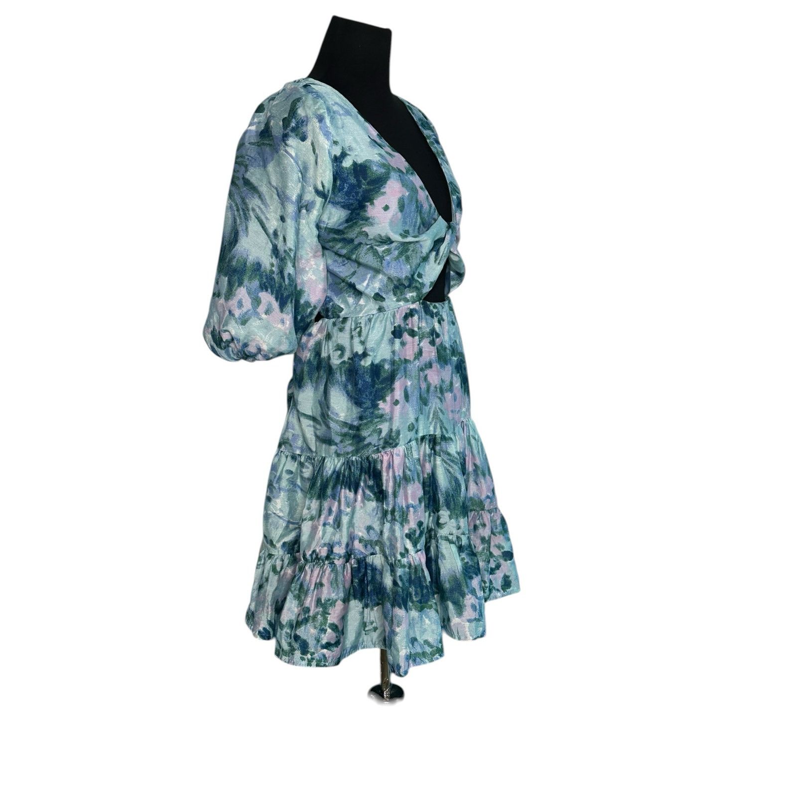 Asos Asos Design Blue Floral Tiered Voile Mini Dress Size 14 Size XL / US 12-14 / IT 48-50 - 8 Thumbnail
