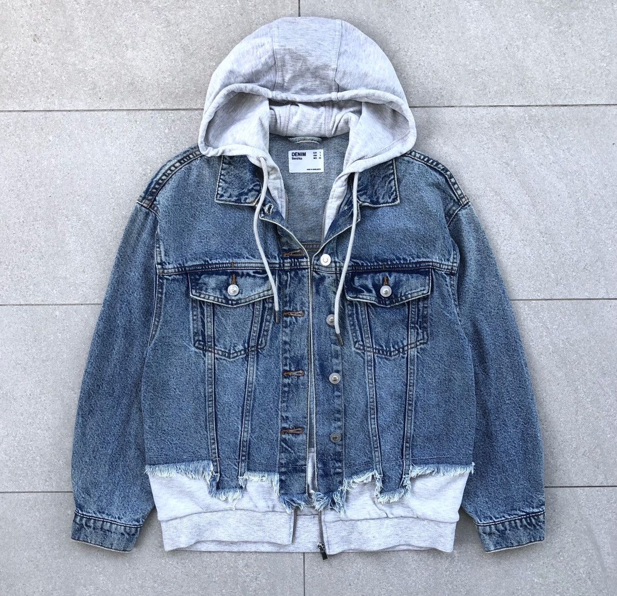 Bershka Bershka Denim Distressed Hoodie Jacket Size US S / EU 44-46 / 1 - 2 Thumbnail