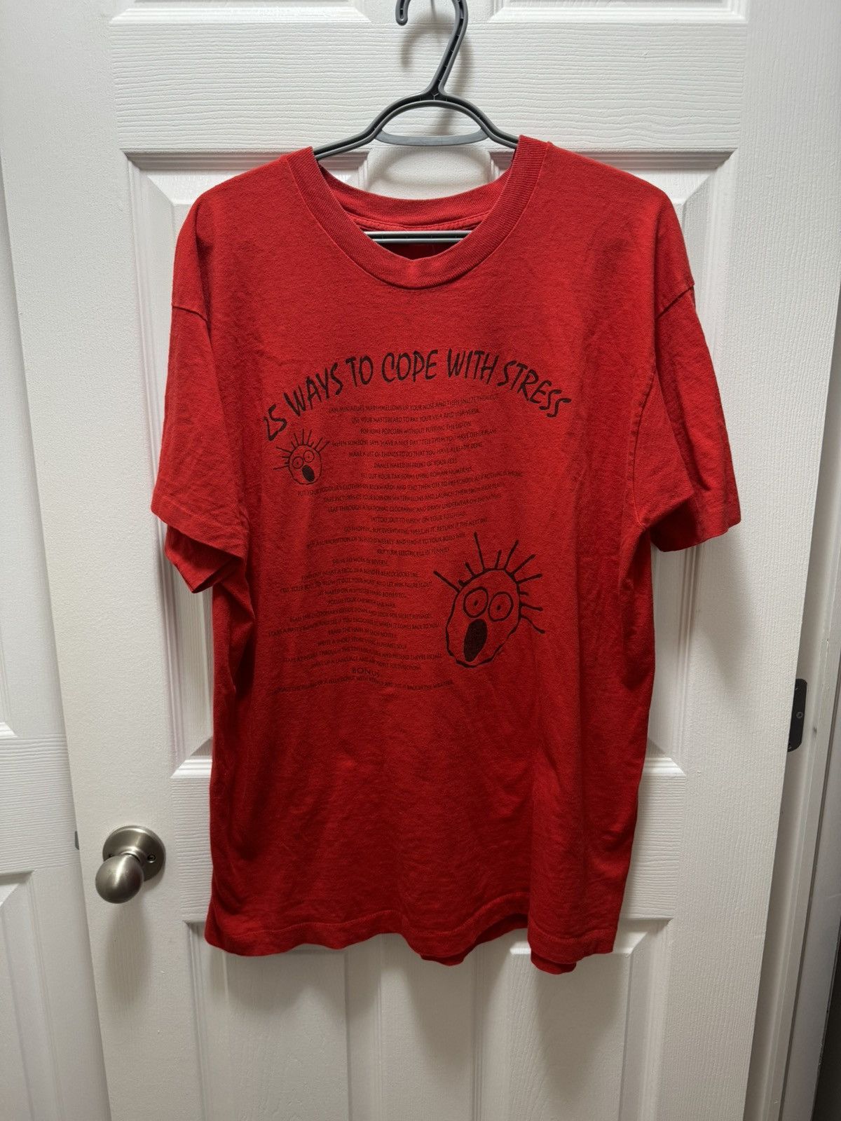 Vintage Vintage Red Cope With Stress 25 List Funny Humor Shirt Size US XL / EU 56 / 4 - 1 Thumbnail