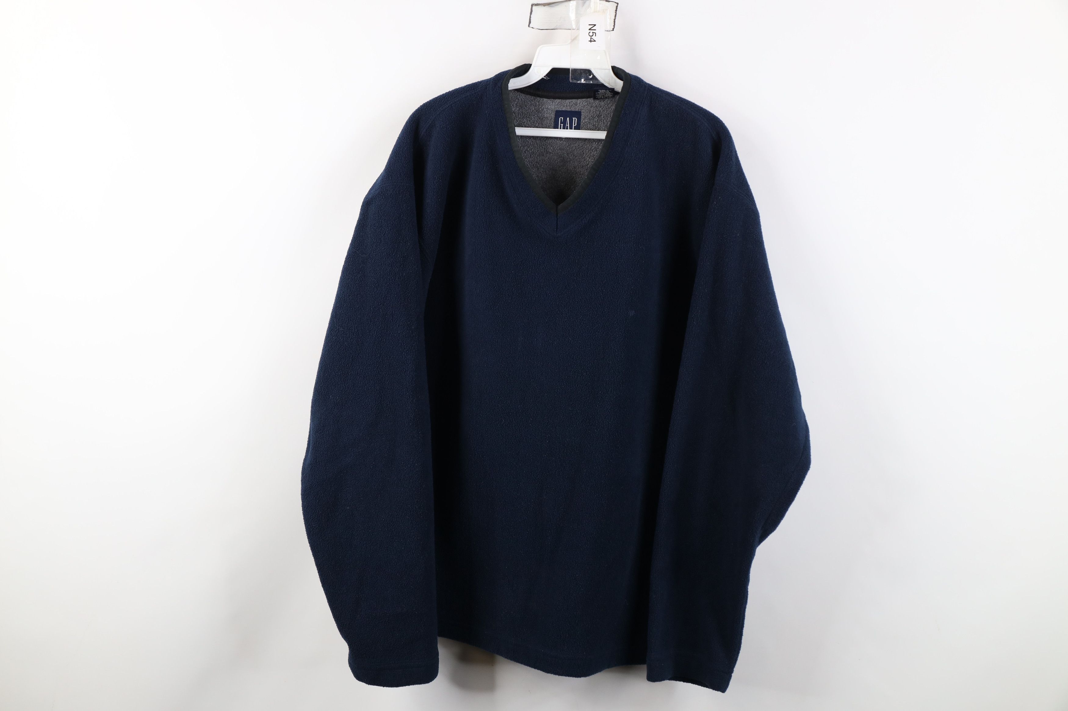 Gap Vintage 90s Y2K Gap Blank Thick Fleece V-Neck Sweater Blue Size US L / EU 52-54 / 3 - 1 Thumbnail