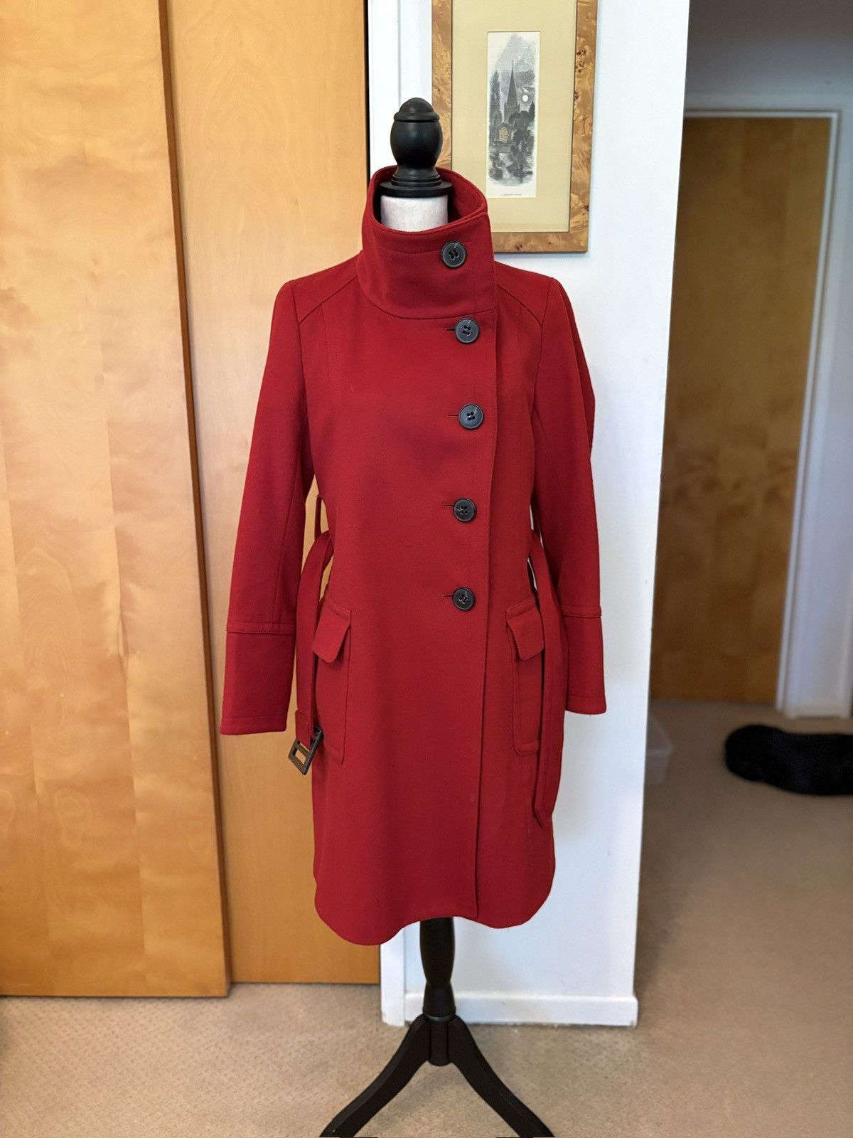 Zara Zara Red Wool Trench Coat Size M / US 6-8 / IT 42-44 - 3 Thumbnail