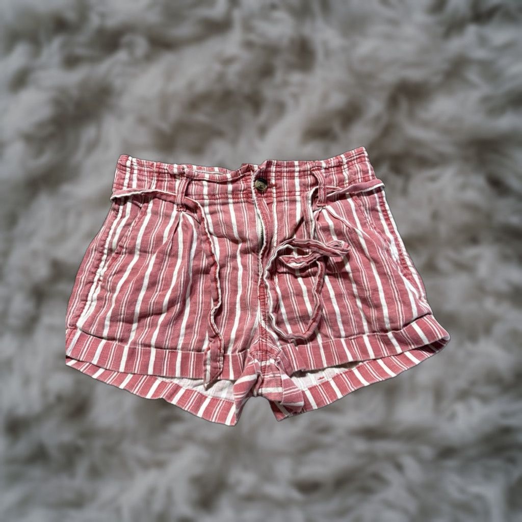 American Eagle Outfitters American Eagle Shorts Adult 4 Linen Blend Red Striped Chino Womens Size 27" / US 4 / IT 40 - 1 Thumbnail
