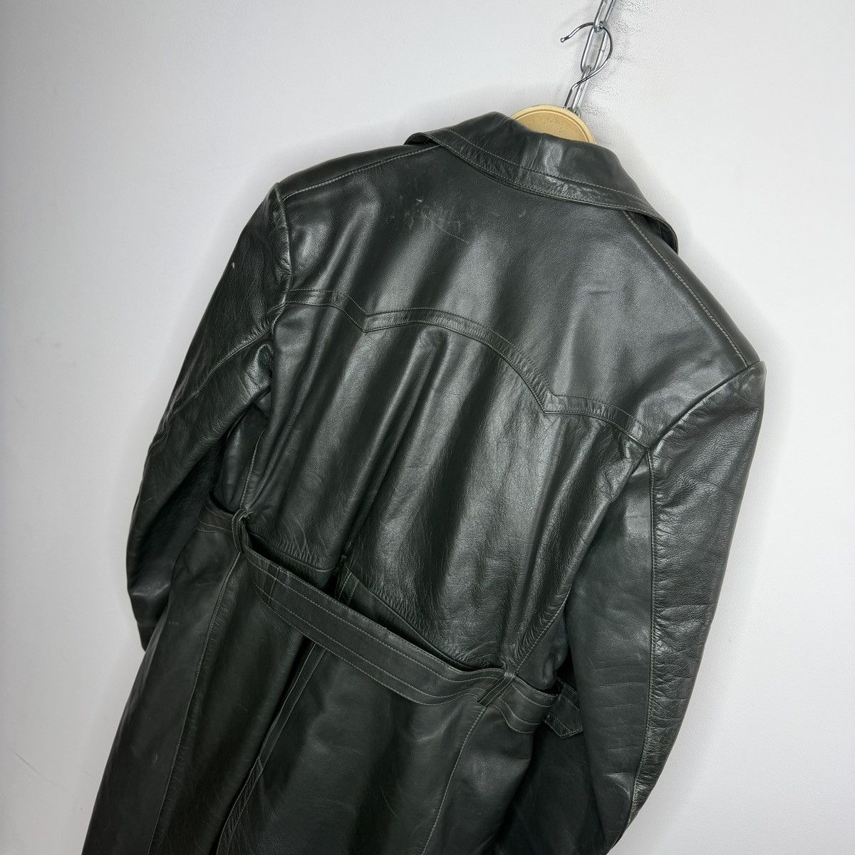 Genuine Leather Vintage 1980s very rare heavy belted leather coat 80s Size US M / EU 48-50 / 2 - 10 Thumbnail