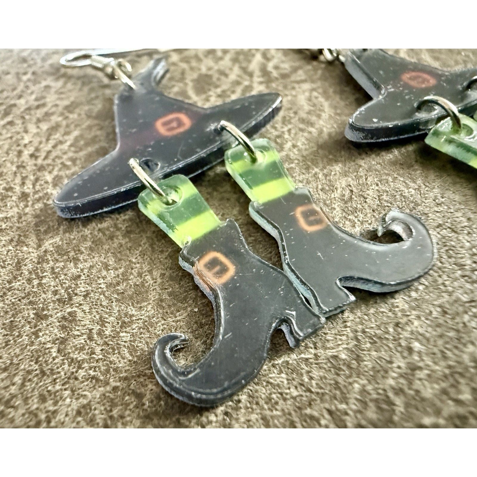 Other Witch Hat Green Stockings Dangle 2D Earrings, Halloween Size ONE SIZE - 3 Thumbnail