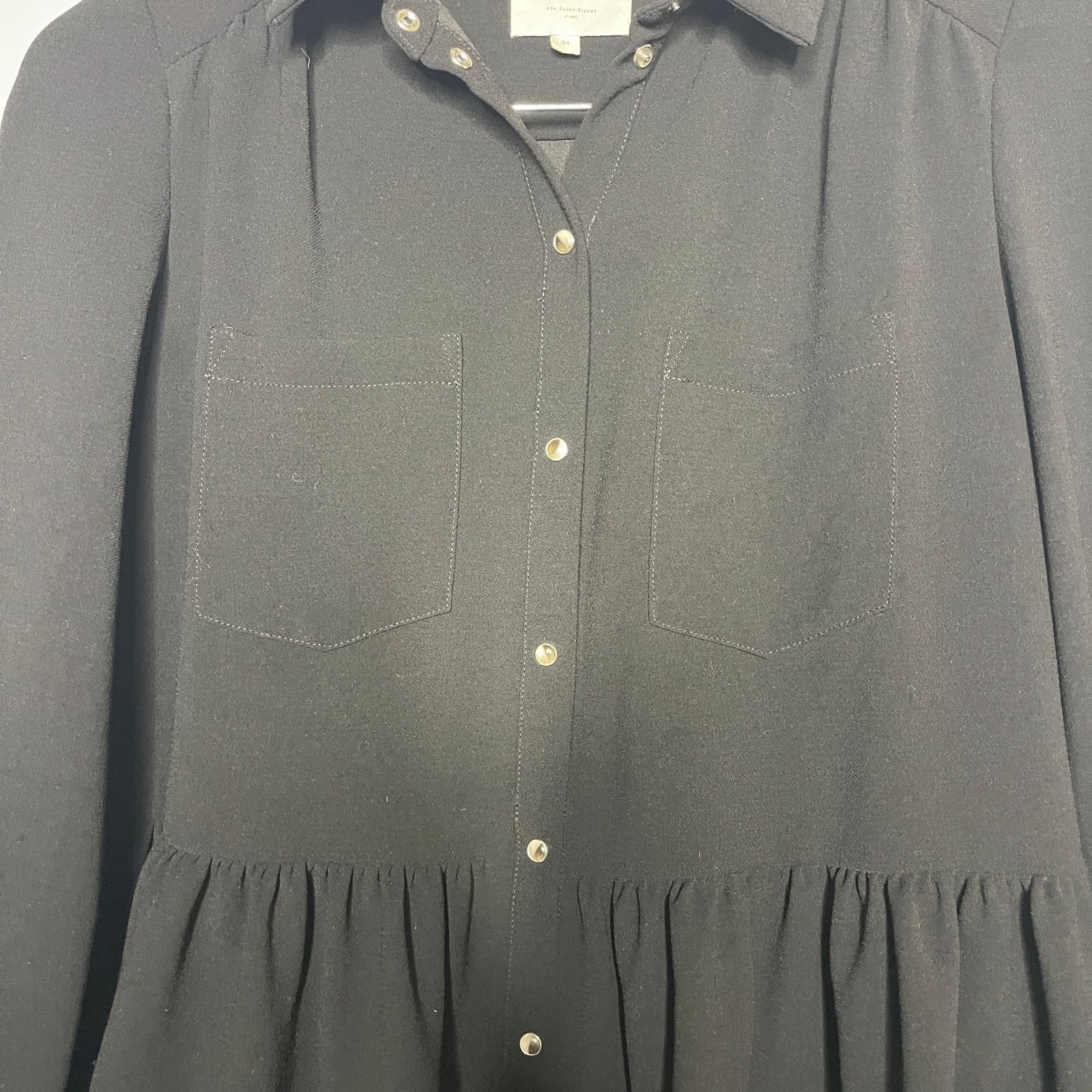 Sezane Sezane Leana Black button front snap mini oversized dress Size XS / US 0-2 / IT 36-38 - 9 Thumbnail