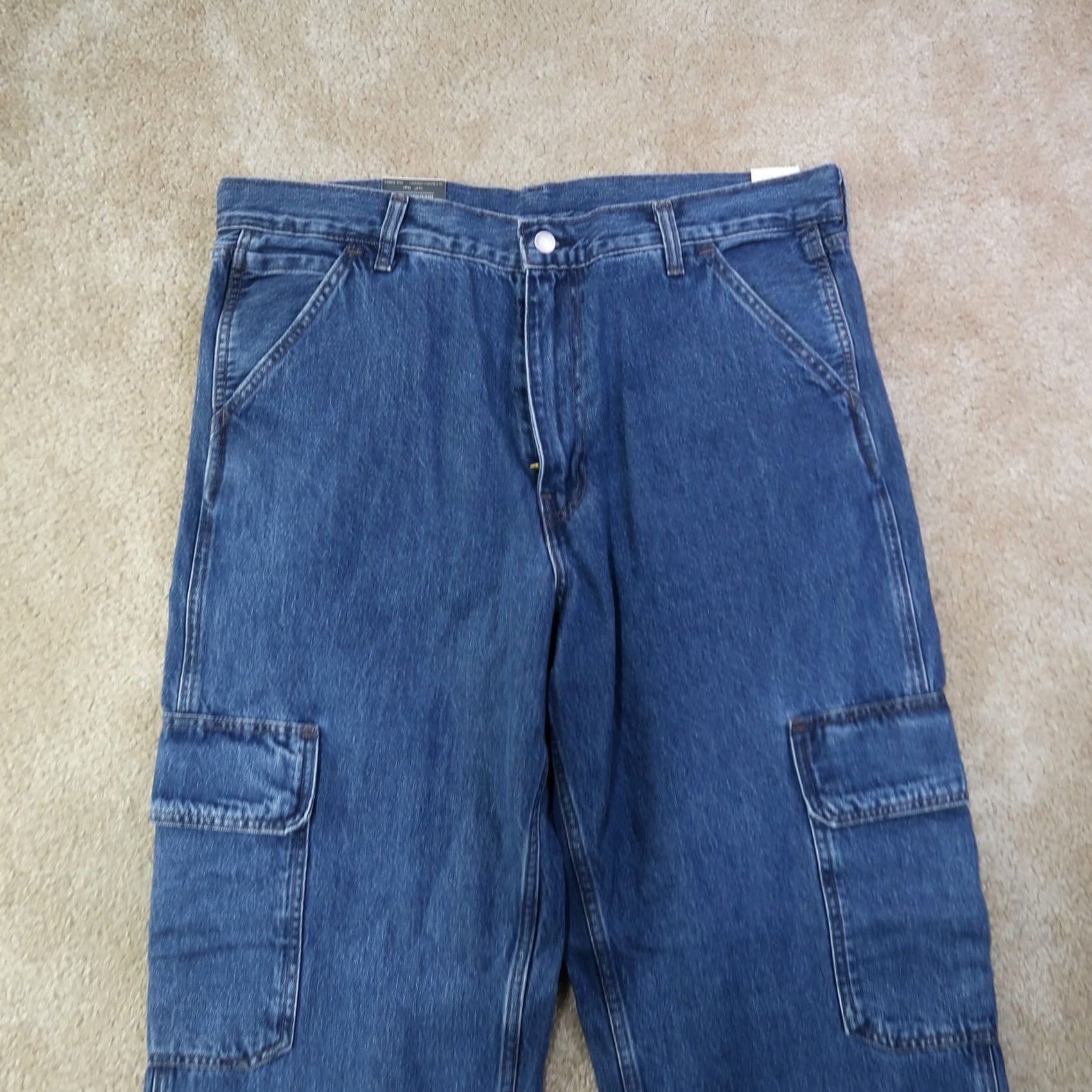 Levi's Levi's Premium 568 Cargo Jeans Men's 36x32 Straight Relaxed Denim Blue 90s Jeans Mens Size US 36 / EU 52 - 2 Thumbnail