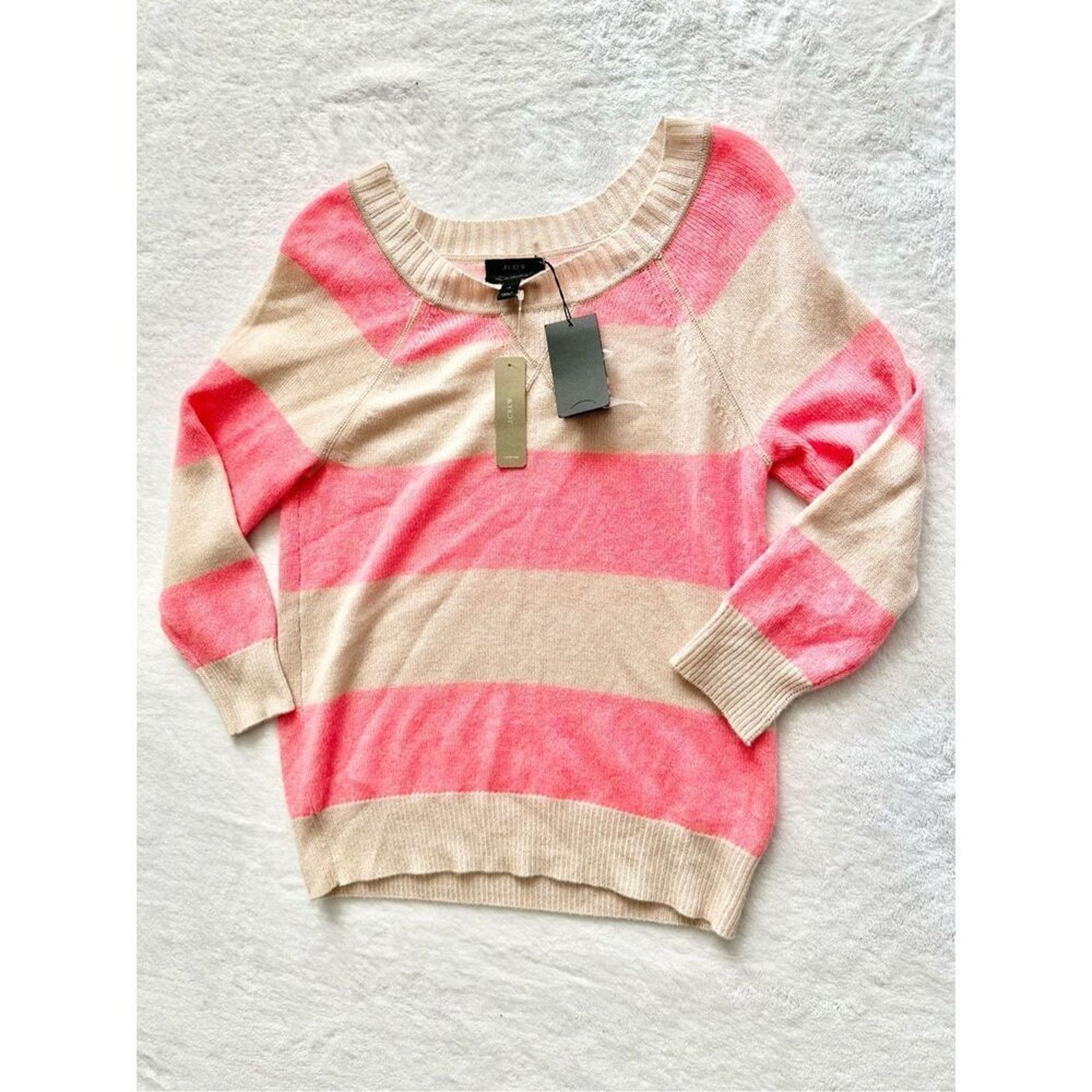 J.Crew J crew hot pink Italian cashmere striped sweater size XS NWT Size XS / US 0-2 / IT 36-38 - 3 Thumbnail