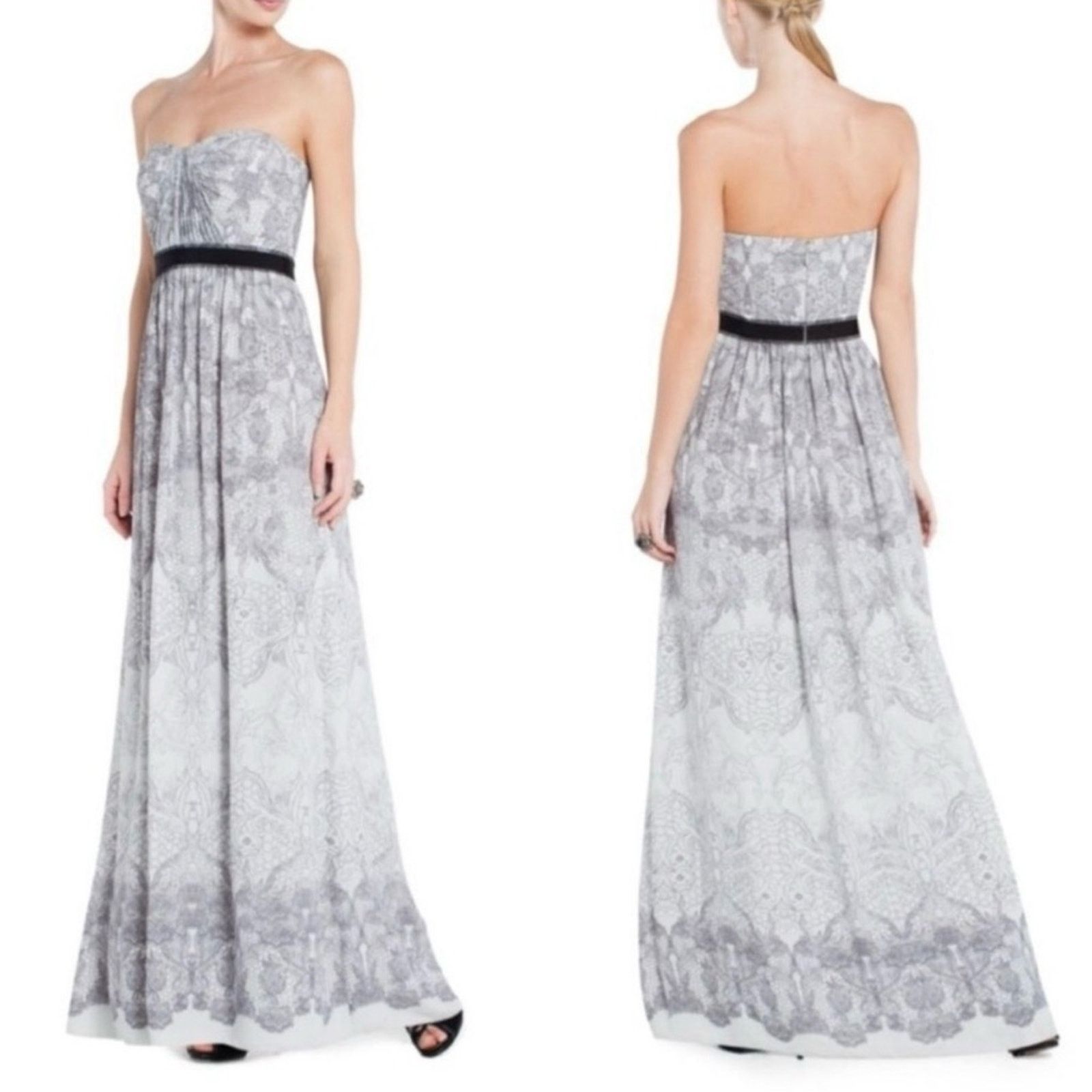Bcbgmaxazria Bcbgmaxazria Amber Strapless Maxi Dress White Gray Sz 2 Size XS / US 0-2 / IT 36-38 - 6 Thumbnail