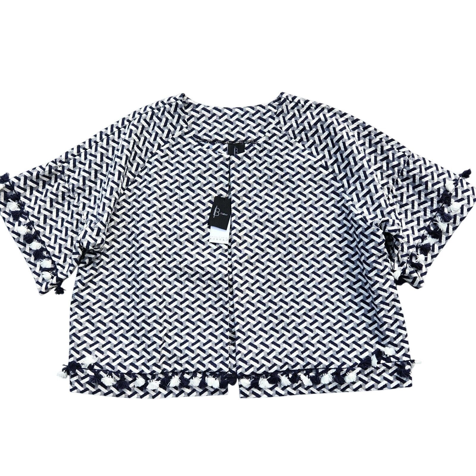 The Unbranded Brand B Collection Jacquard Open Front Crop Jacket Plus Size 2X Size XXL / US 16-18 / IT 52-54 - 2 Thumbnail