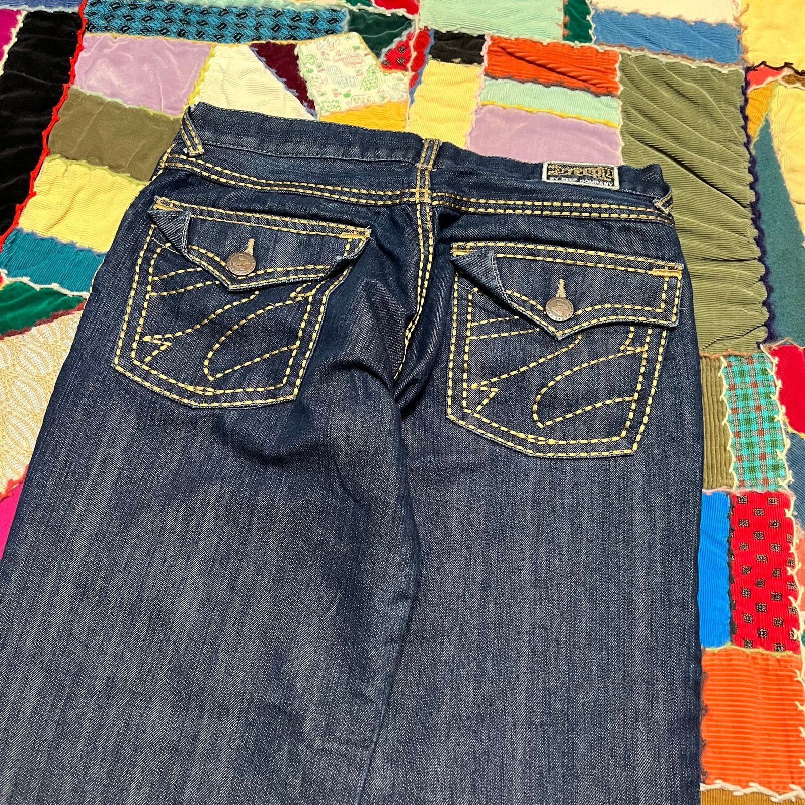 Other Zeep Y2K Baggy Skater Gold Stitched Loose Fit Jeans 32Wx30L Size US 32 / EU 48 - 3 Thumbnail