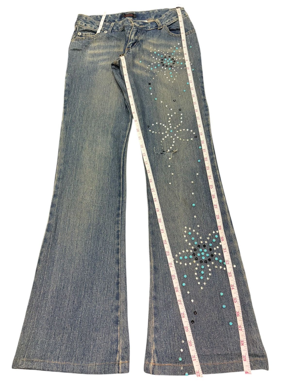 Hysteric Glamour Vintage Japanese Brand Beaded Low Rise Flare Jeans Size 27" / US 4 / IT 40 - 7 Thumbnail