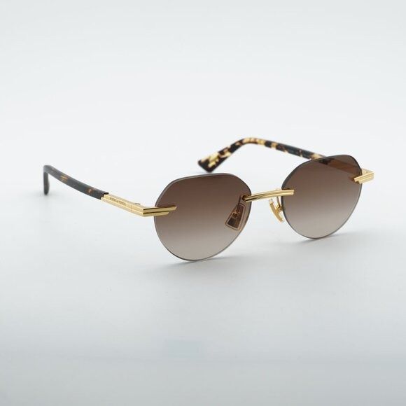 Bottega Veneta Bottega Veneta BV1379S 003 Sunglasses Shiny Gold Square Fram Size ONE SIZE - 4 Thumbnail