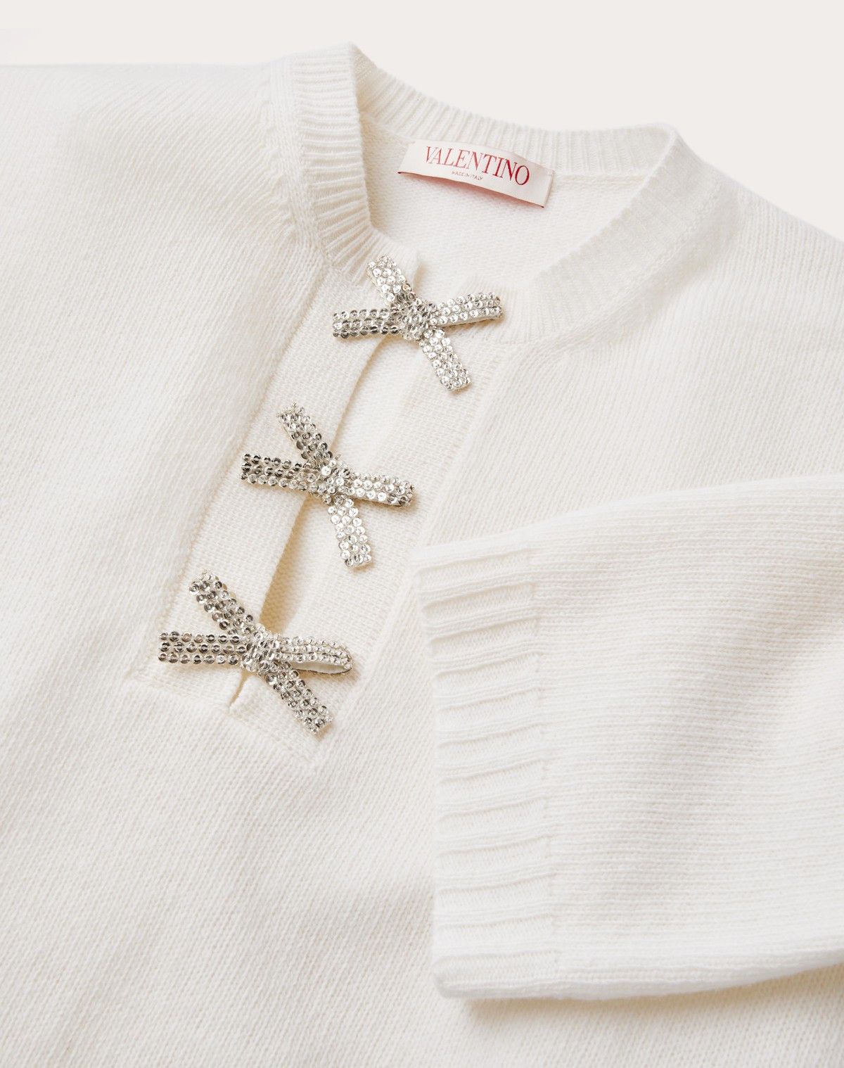 Valentino o1s1wg110525 Embroidered Wool Jumper in White Size S / US 4 / IT 40 - 7 Thumbnail
