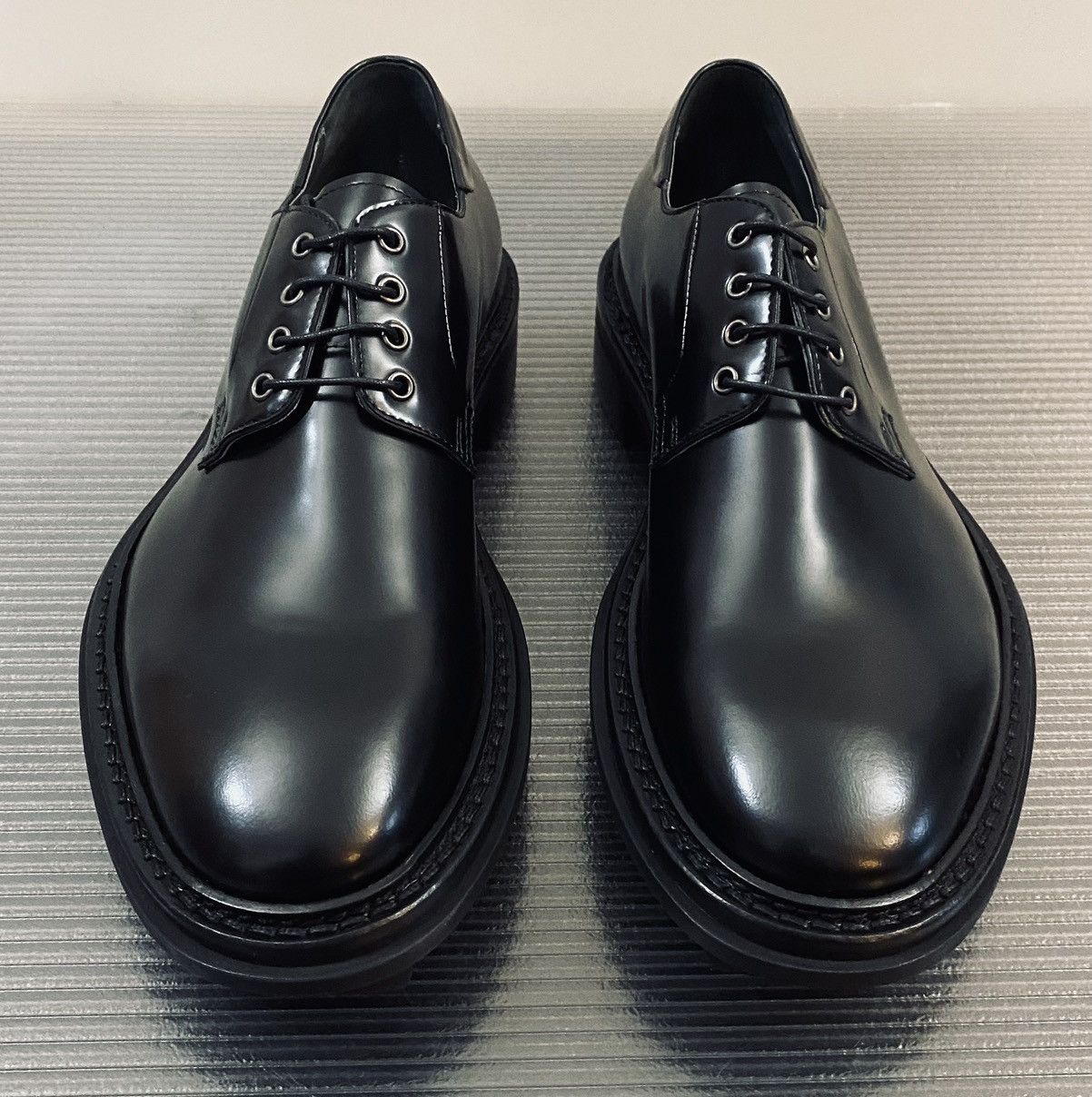Lanvin Lanvin 🇮🇹 black soft glossy calfskin creeper sole derby 9 NEW Size US 9 / EU 42 - 1 Thumbnail