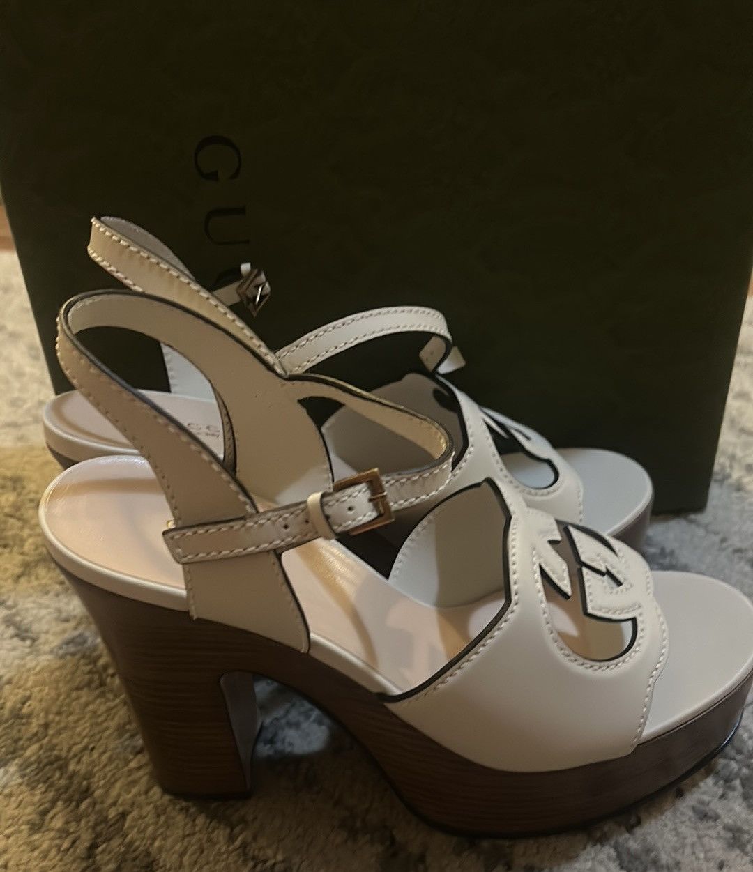 Gucci Gucci Interlocking G 110mm Leather High Heels Sandals White Size US 10 / IT 40 - 4 Thumbnail