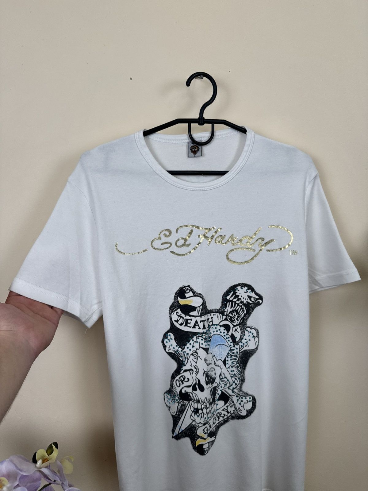 Ed Hardy Vintage Ed Hardy T shirt White Skull Streetwear Y2K L Size US L / EU 52-54 / 3 - 8 Thumbnail