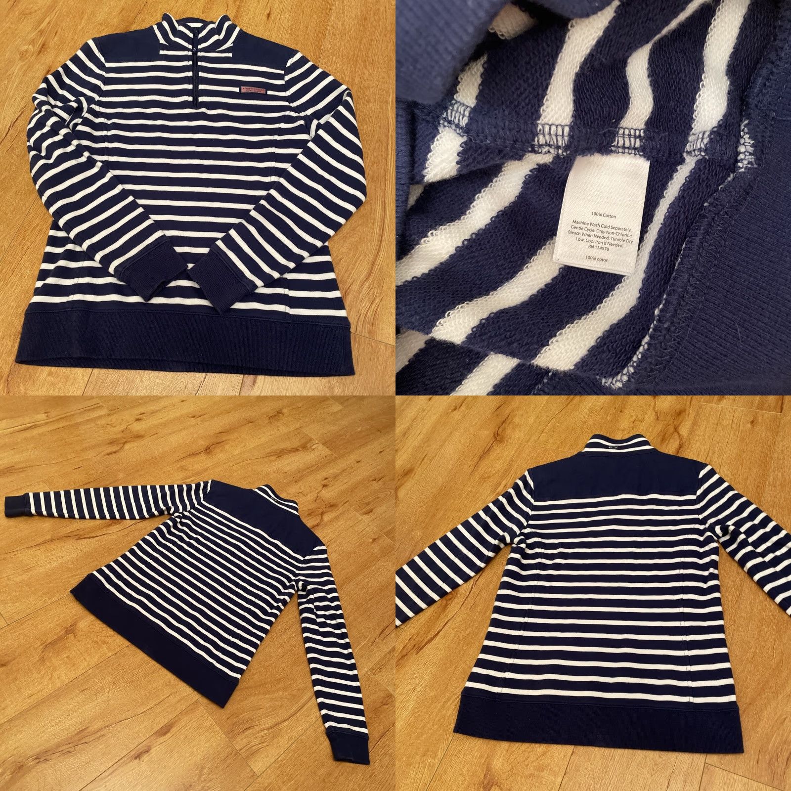 Vineyard Vines Vineyard Vines Shep Shirt XS Collared 1/4 Zip Sweatshirt Cotton Navy White Stripe Knit Long Sleeve Mock Neck Zip Logo USA Preppy Womens XS Size XS / US 0-2 / IT 36-38 - 8 Thumbnail