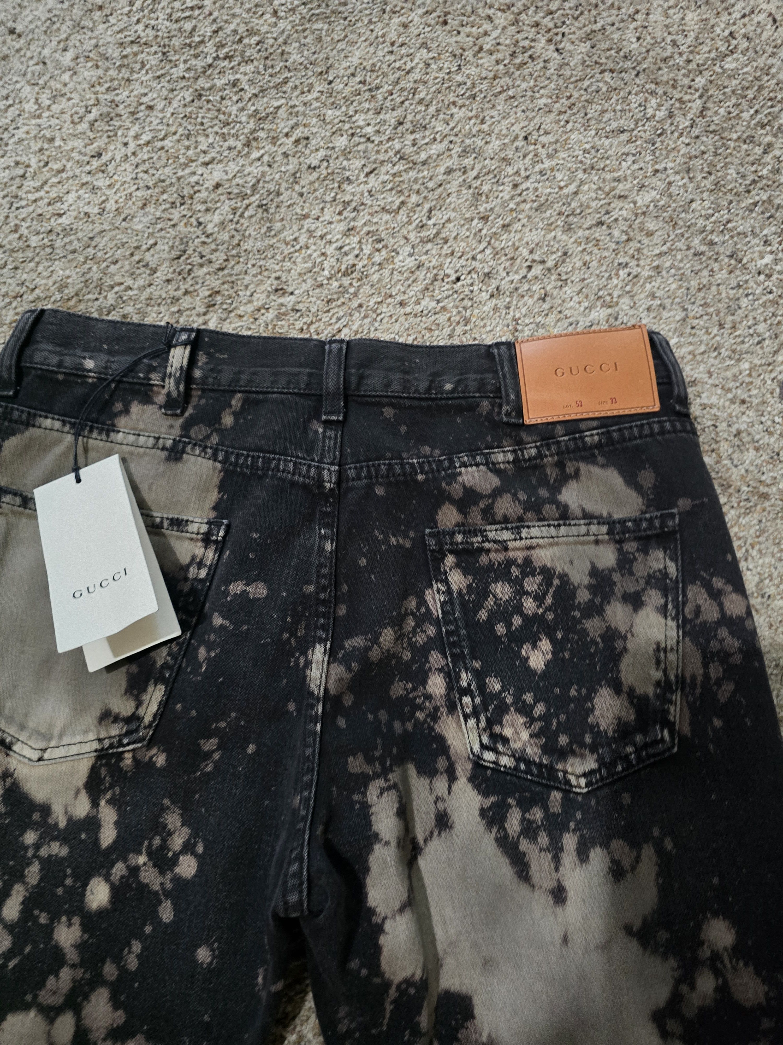 Gucci Gucci Bleached Black Denim Jeans/Beige Splatter Size 33 NWT Size US 33 - 15 Thumbnail