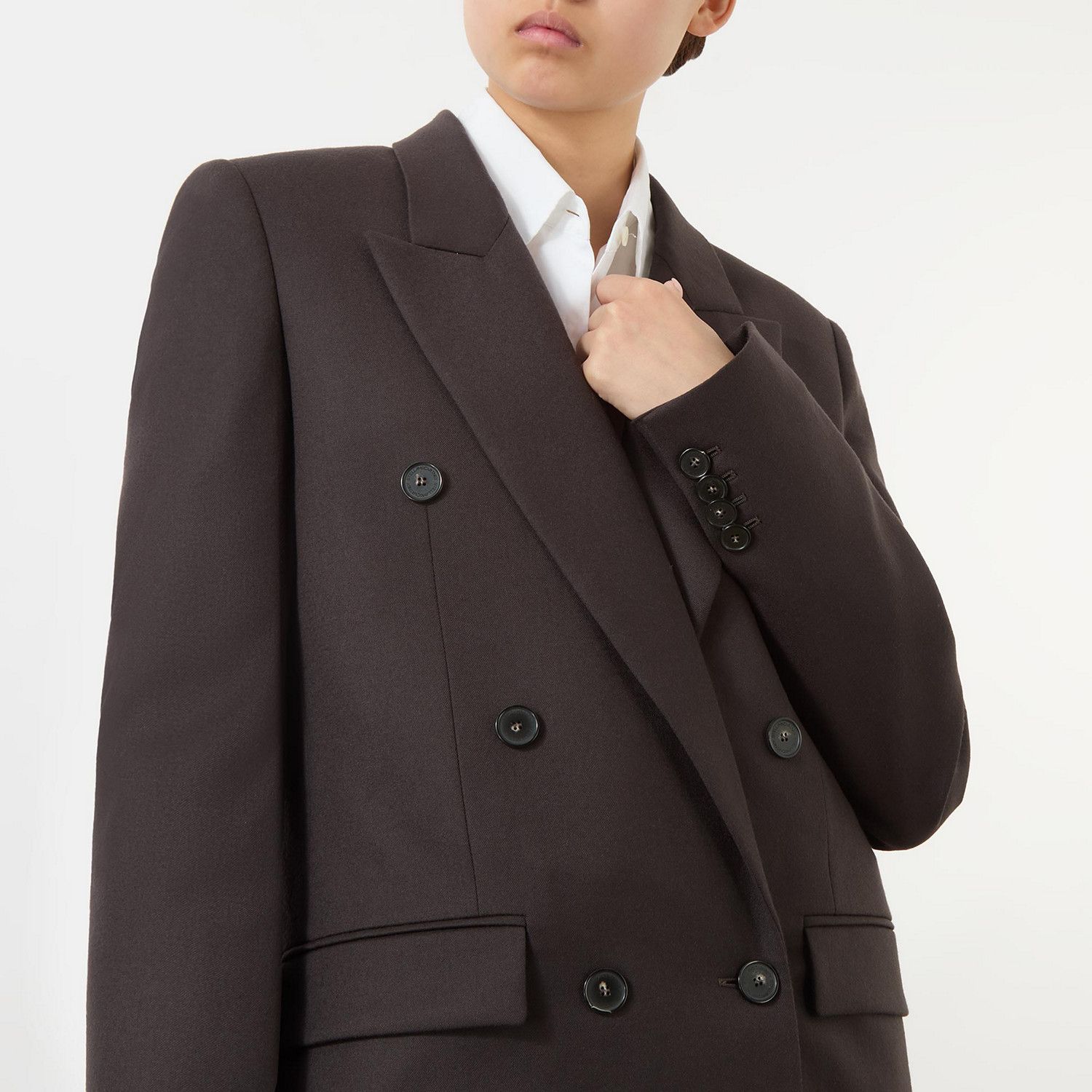 Stella McCartney o1s22i1n1024 Double-Breasted Wool Blazer in Brown Size M / US 6-8 / IT 42-44 - 5 Thumbnail