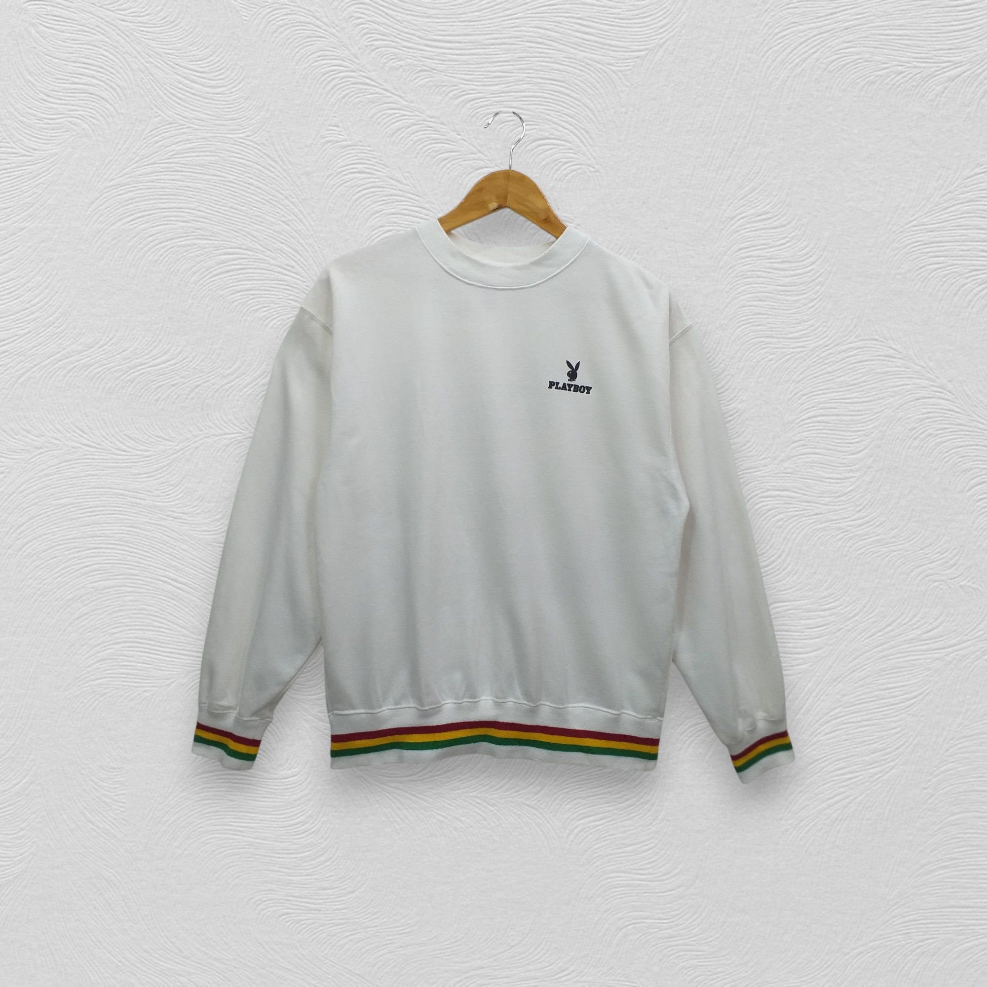 Japanese Brand Vintage 90s Playboy Rasta Embroided Big Logo -SW009 Size US S / EU 44-46 / 1 - 2 Thumbnail