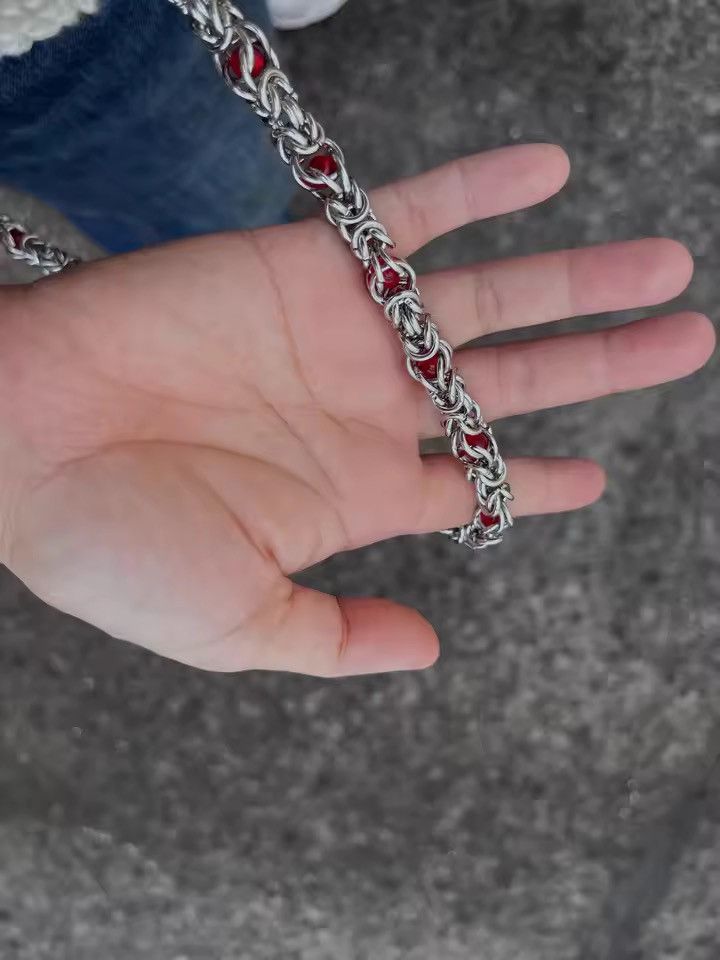 Jean Snake Bone Clamp Red Beads Pants Chain Size ONE SIZE - 3 Thumbnail