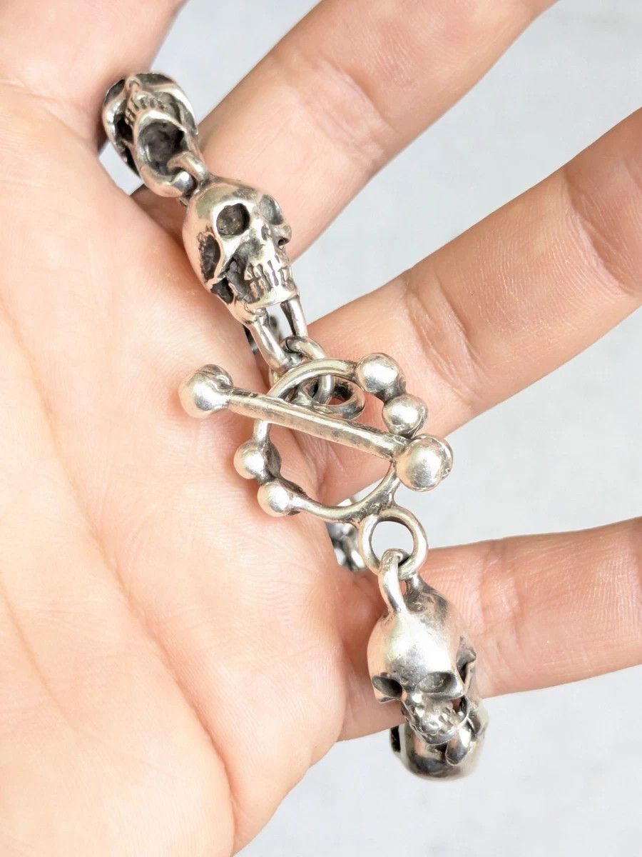 Jewelry Vintage Sterling Silver Skull Bracelet 7.5" Skeleton Mexico Size ONE SIZE - 14 Thumbnail
