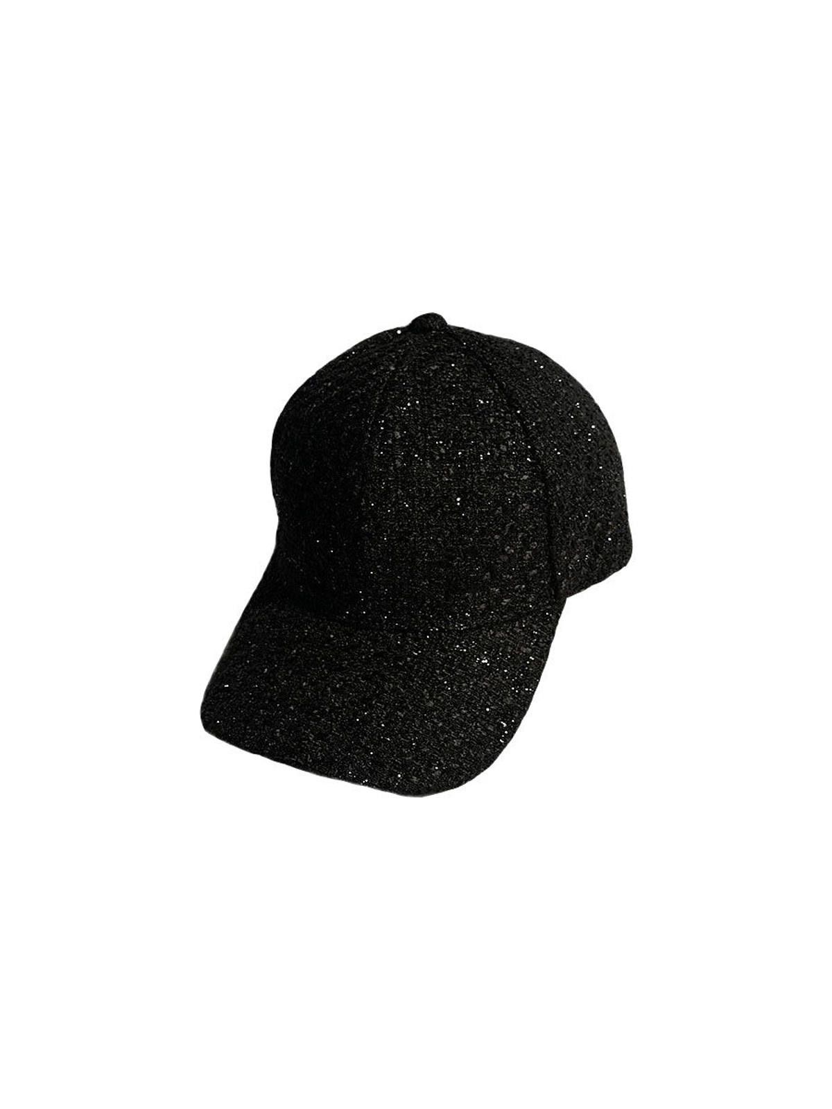 Japanese Brand Black Sparkly Tweed Baseball Cap Size ONE SIZE - 5 Thumbnail