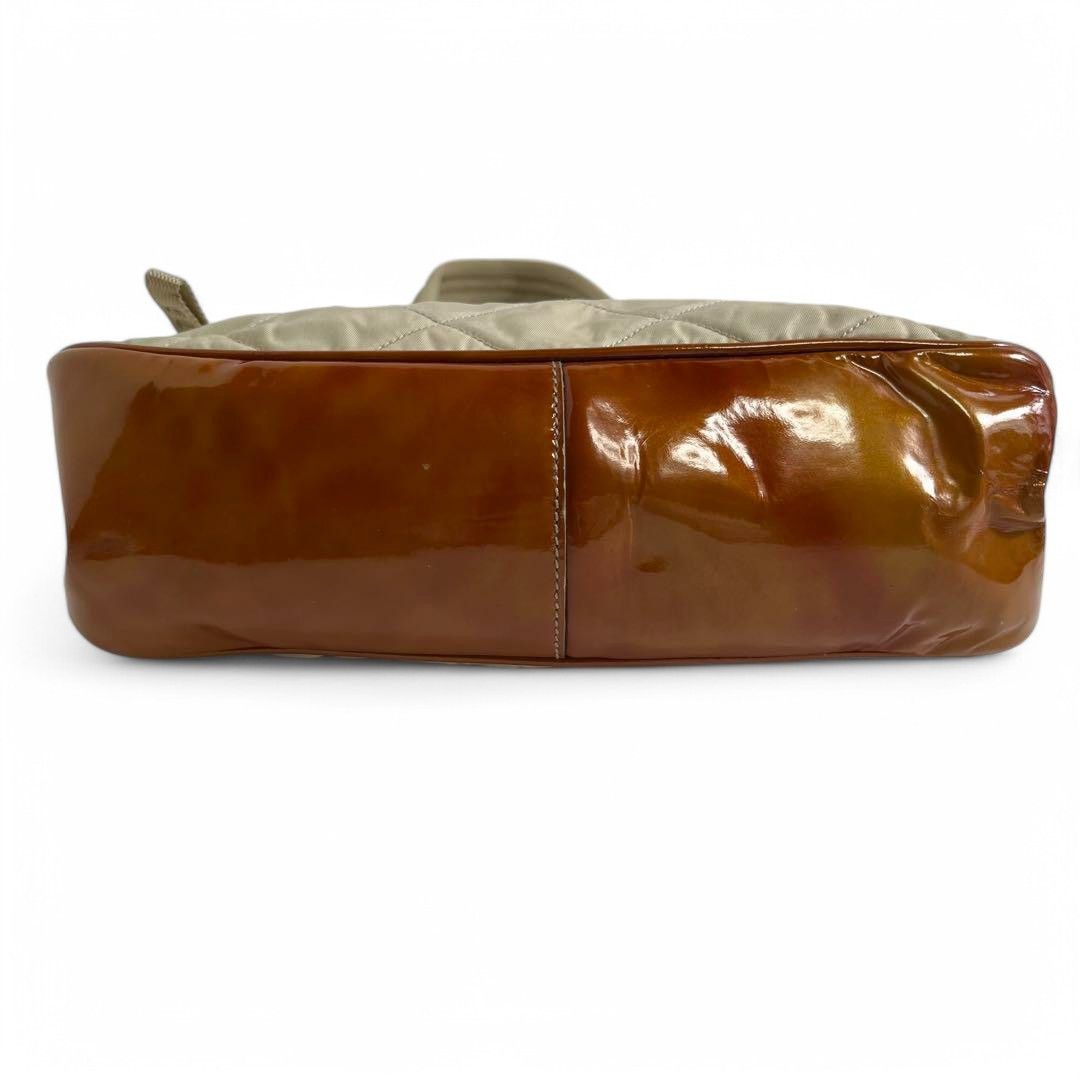 Prada Prada - Nylon Patent Leather Brown Beige Triangle Mini Size ONE SIZE - 4 Thumbnail