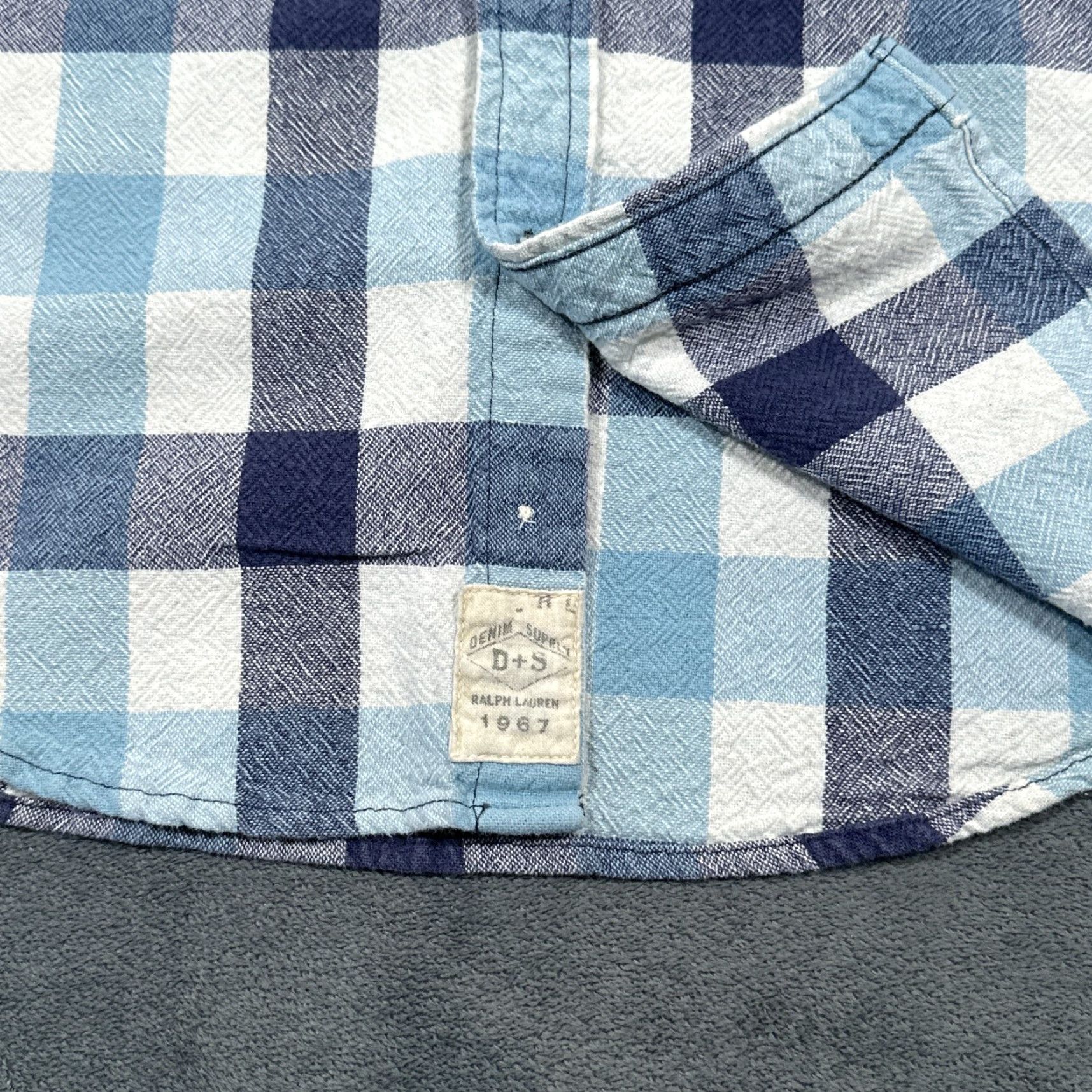 Vintage Denim & Supply Ralph Lauren Shirt Mens Small Blue Plaid Flannel Button-Up Regular Size US S / EU 44-46 / 1 - 5 Thumbnail