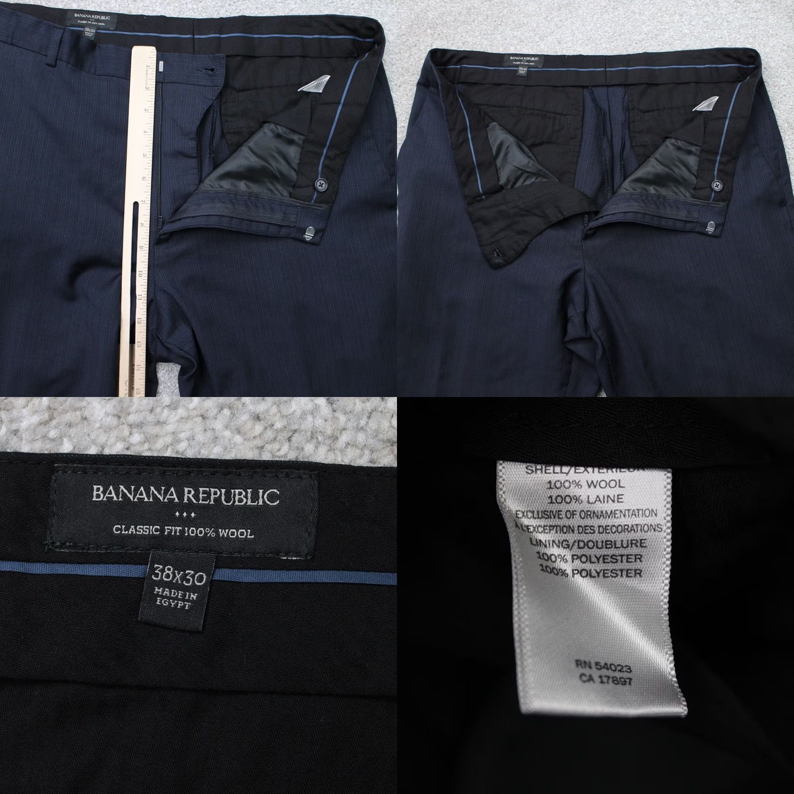 Banana Republic Banana Republic Pants Mens 38x30 Navy Blue Classic Fit 100% Wool Lined Dress Pants Slimming Comfort Straight Front Beltless Not Applicable Size US 38 / EU 54 - 8 Thumbnail