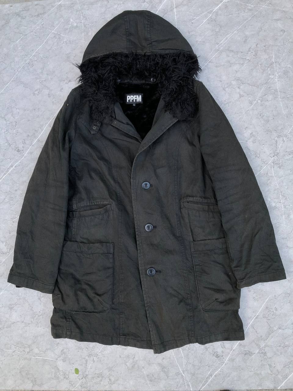 PPFM Thrashed PPFM Fur Hoodie Parkar Jacket Size US L / EU 52-54 / 3 - 5 Thumbnail