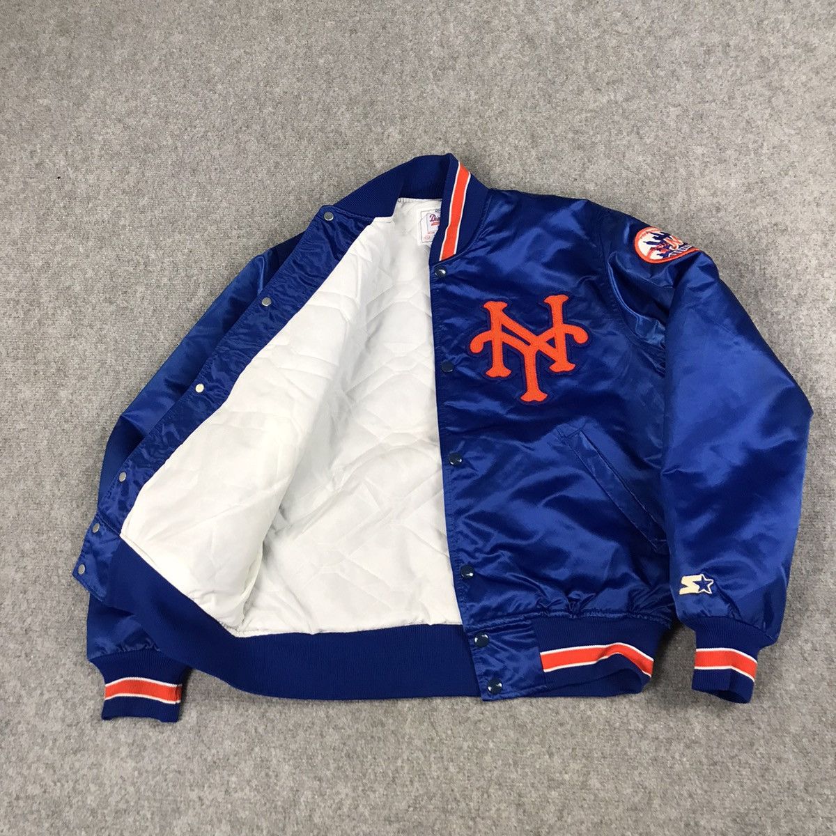 MLB × Starter × Vintage STARTER NEW YORK METS BOMBER SNAP BUTTON SIGNATURE JACKET Size US S / EU 44-46 / 1 - 8 Thumbnail