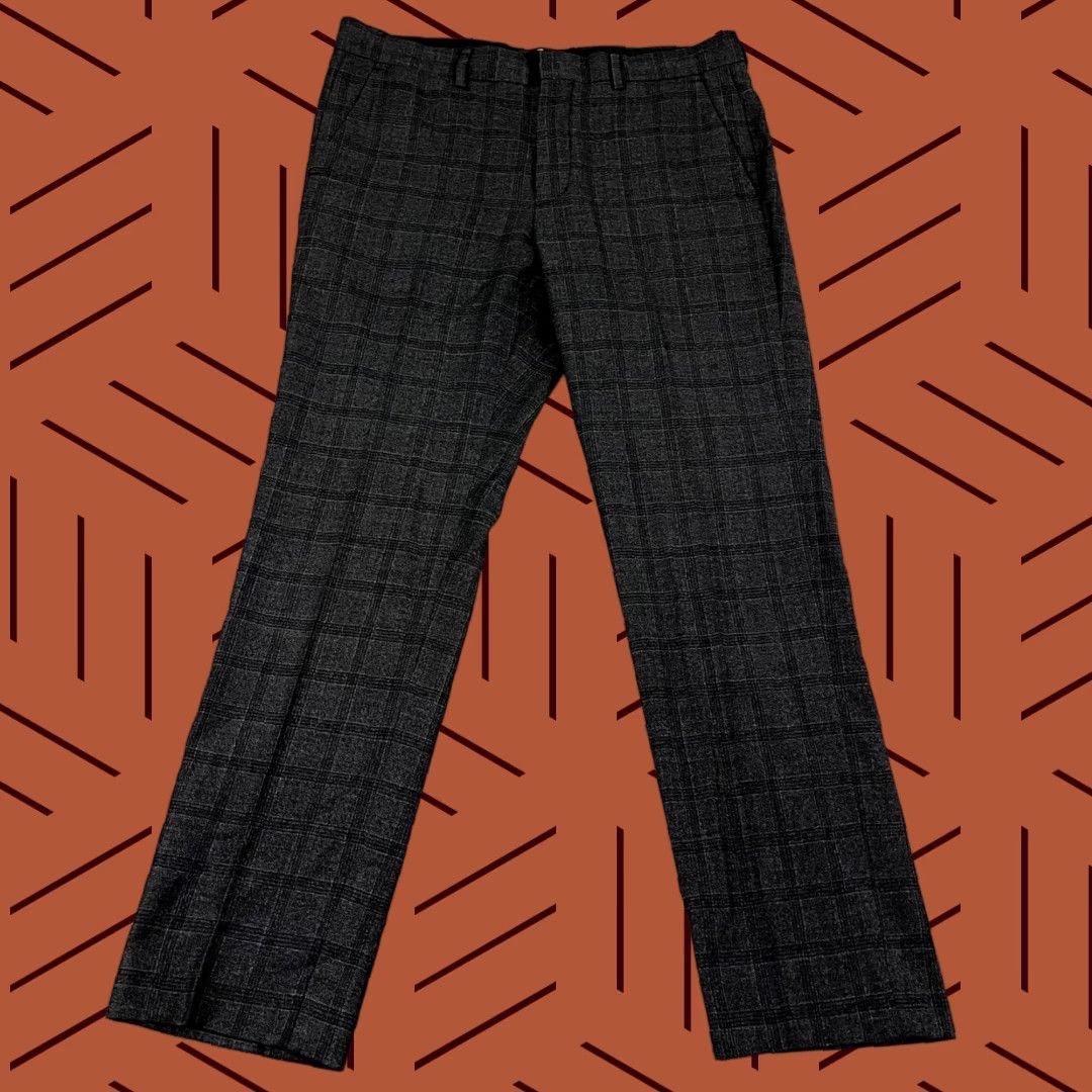 Vince Vince Pants Mens 34 x 30 Slim Straight Plaid Wool Dress Trousers Gray Size US 34 / EU 50 - 1 Thumbnail