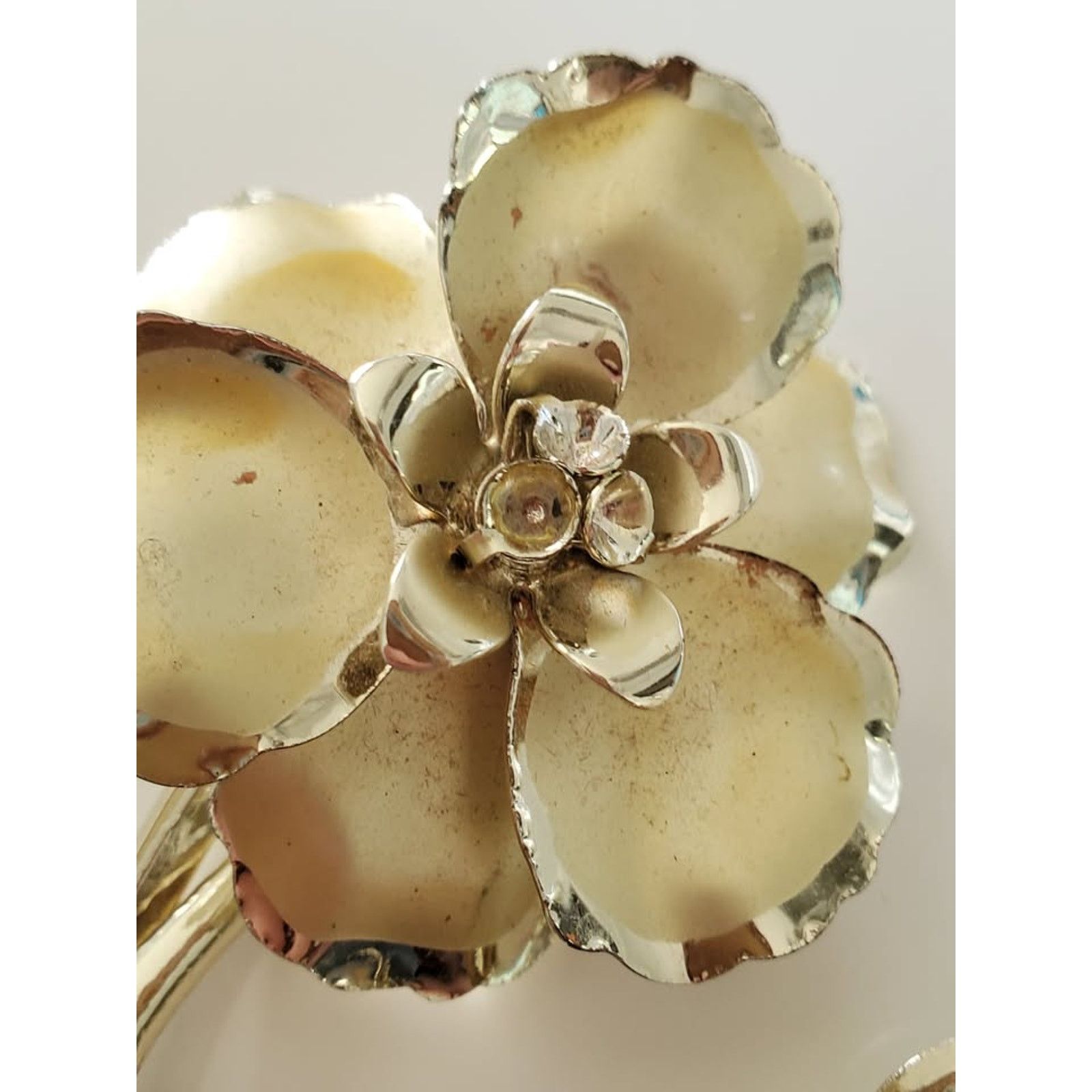 Other Vintage Gold tone Flower AB Crystals Earrings & Brooch Set Size ONE SIZE - 2 Thumbnail