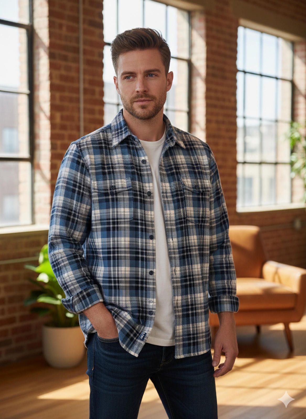 Nautica Nautica Men's Blue Plaid Button-Up Shirt L NWT Size US L / EU 52-54 / 3 - 1 Thumbnail