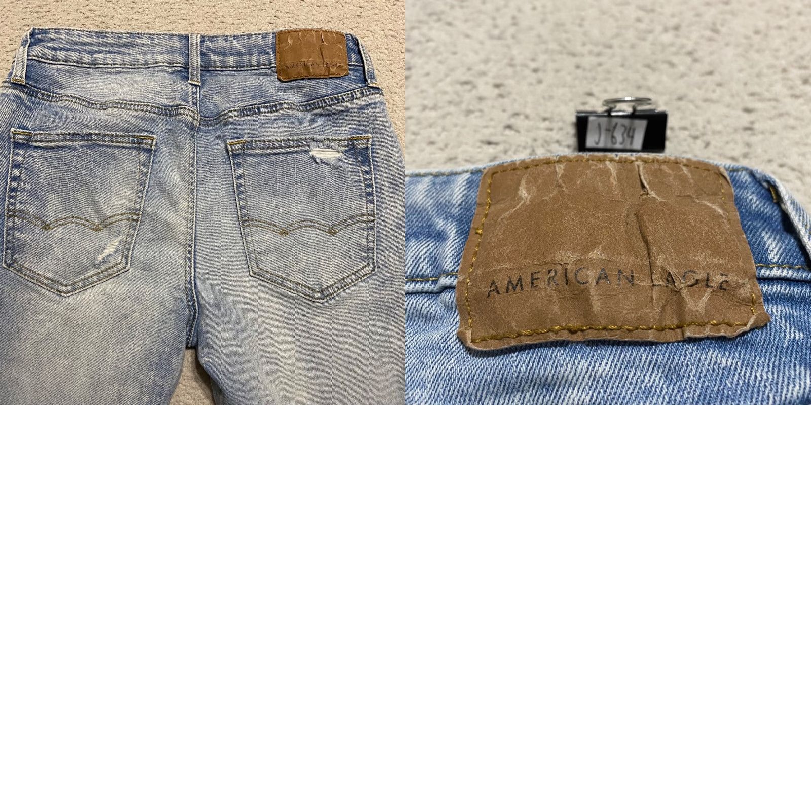 American Eagle Outfitters American Eagle Jeans Mens 30x34 Blue Denim Slim Straight Light Wash Distressed Size US 28 / EU 44 - 9 Thumbnail