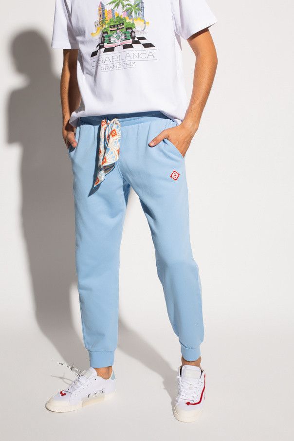Casablanca Blue Embroidered Logo Silk Scarf Sweatpants Size 28" / US 6 / IT 42 - 2 Thumbnail
