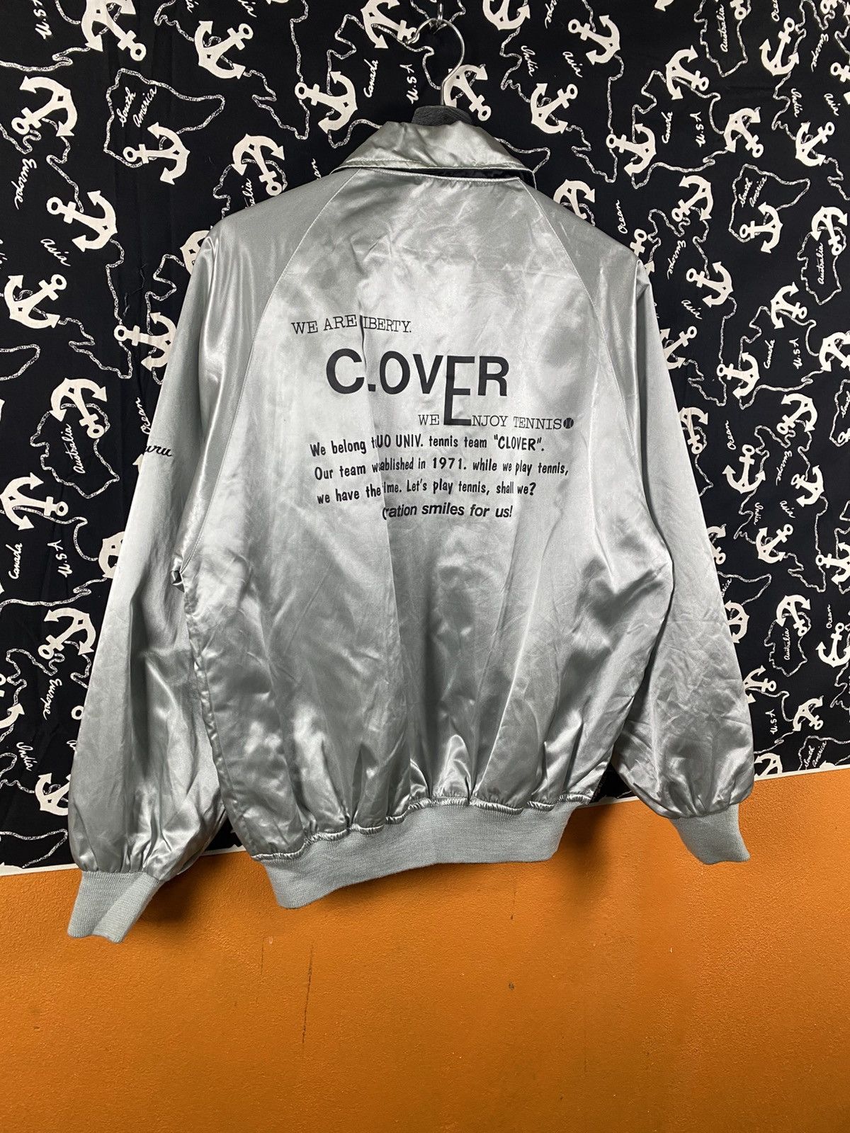 Vintage Vintage CLOVER Satin Coach Jacket Tennis Team Style Silver Size US M / EU 48-50 / 2 - 11 Thumbnail
