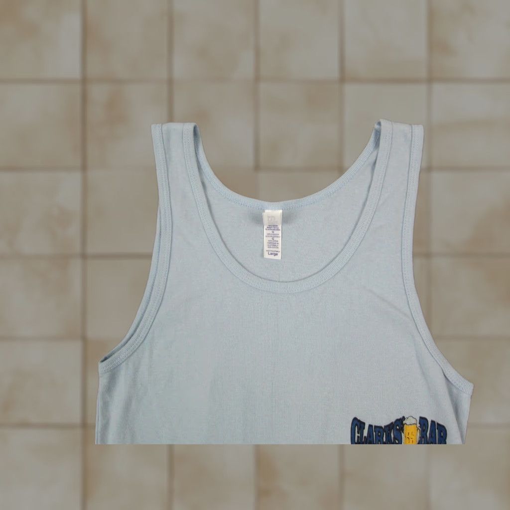 Bell VINTAGE Clarks Bar Shirt Womens L Blue Tank Top Scoop Neck Melbourne Iowa Size L / US 10 / IT 46 - 1 Thumbnail